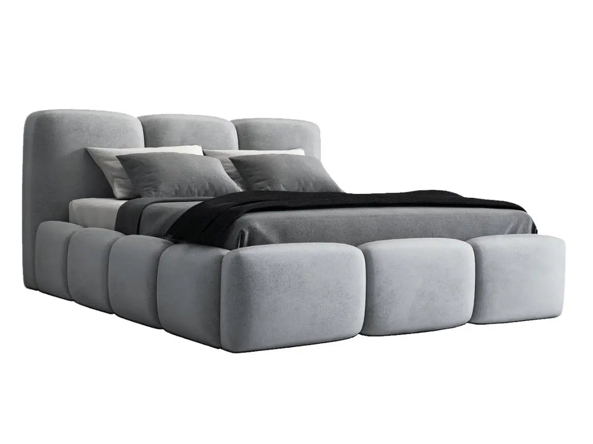 Cama tapizada con box - SOPHIE Gris-180x200-cm