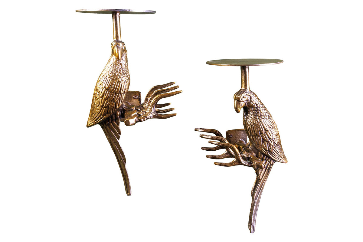 2er Set Wandgarderobe WILDLIFE BIRDS 45cm gold Metall Hammerschlag Design handmade