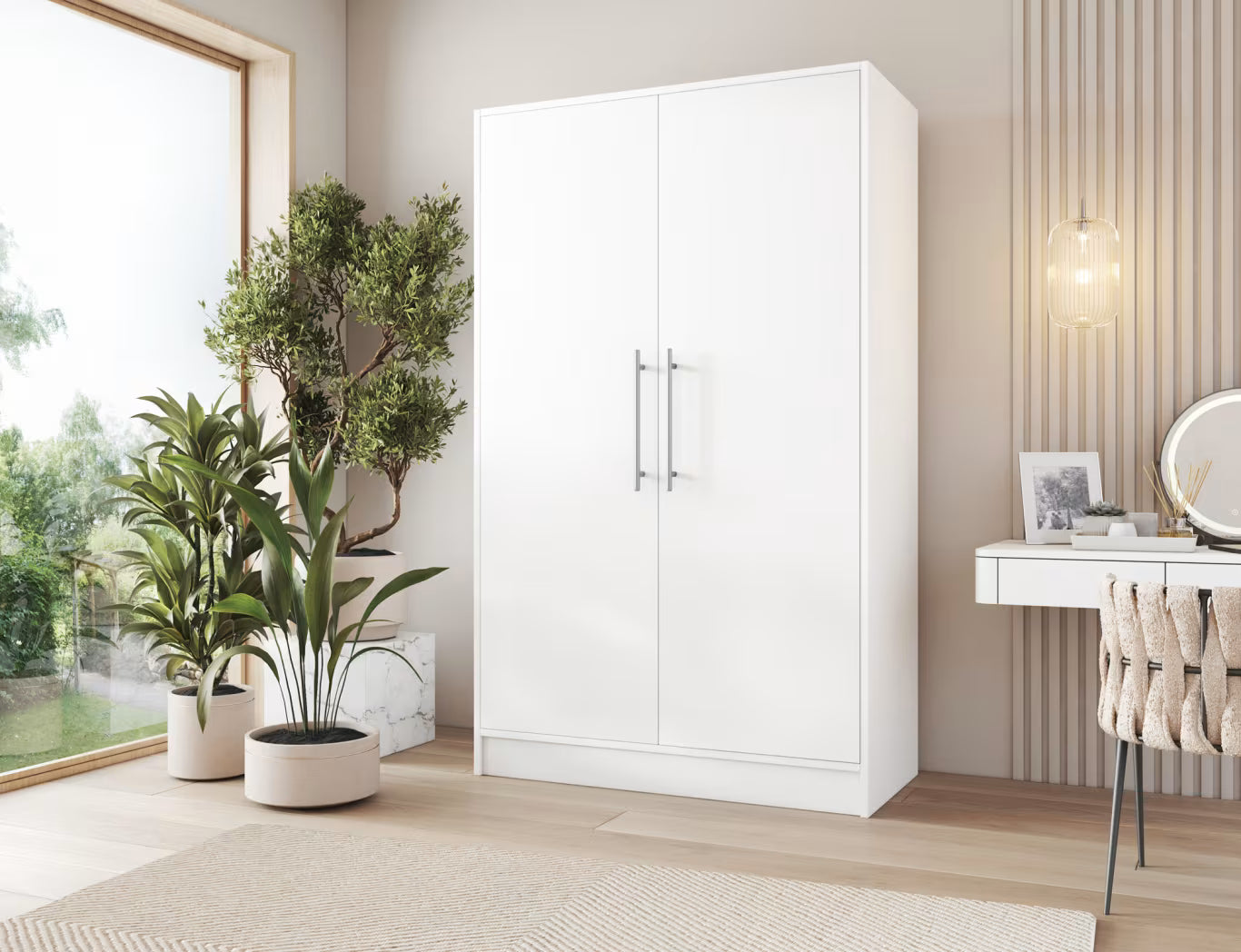 Armoire Dressing 2 Portes 120 cm – Design Moderne + Grand Rangement – Miroir Optionnel - NORVIA