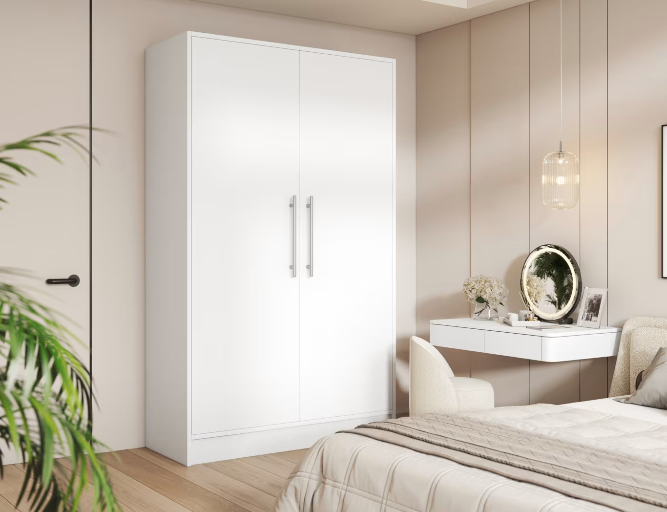 Armoire Dressing 2 Portes 120 cm – Design Moderne + Grand Rangement – Miroir Optionnel - NORVIA