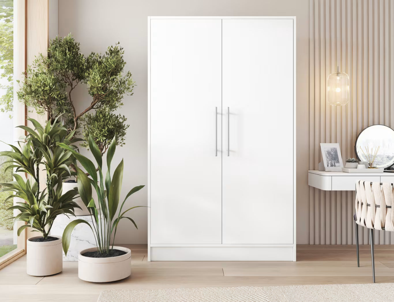 Armoire Dressing 2 Portes 120 cm – Design Moderne + Grand Rangement – Miroir Optionnel - NORVIA