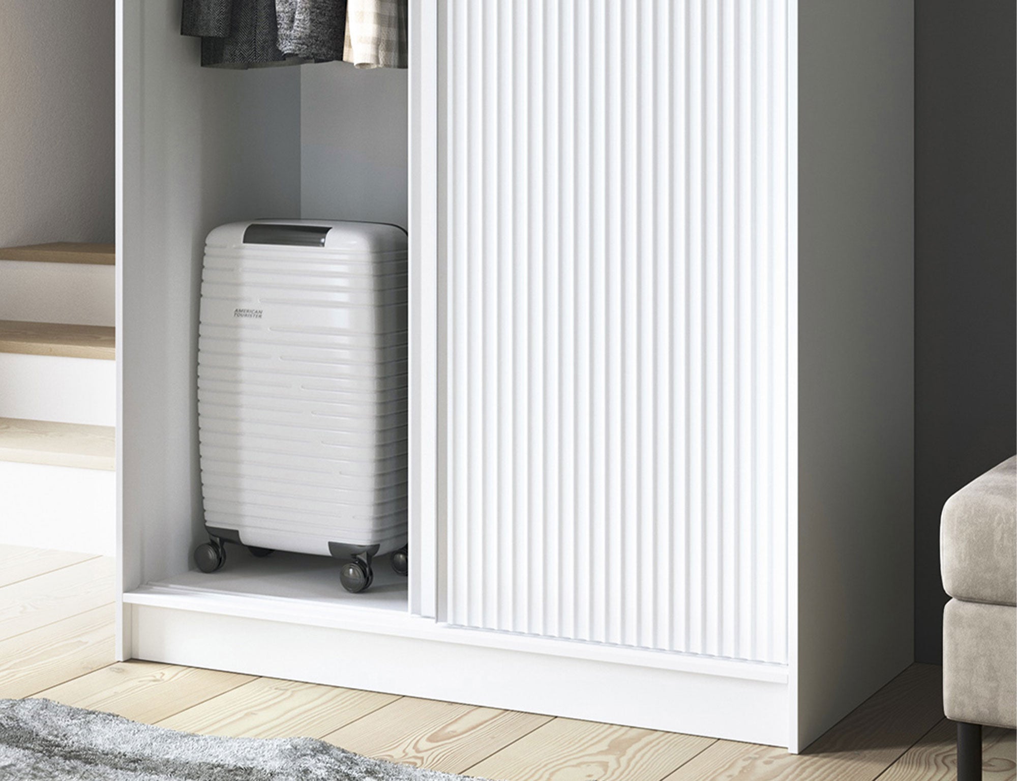 Armoire Dressing Coulissante 120 & 180 cm – Noir ou Blanc – Miroir Optionnel - RAVENTO