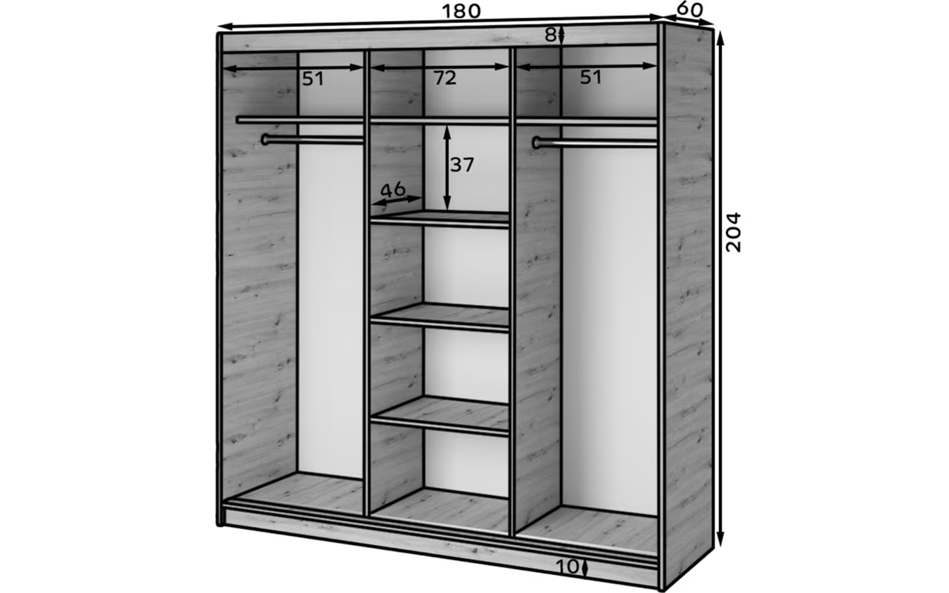 Armoire Dressing Coulissante 120 / 180 cm avec Miroir – Décor Chêne Artisan & Façades Lattes Modernes - LIGNARO