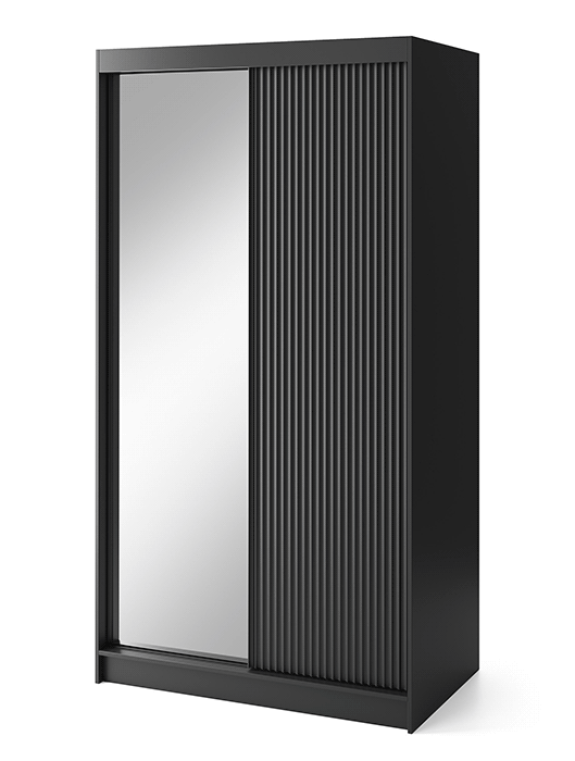 Armoire Dressing Coulissante 120 & 180 cm – Noir ou Blanc – Miroir Optionnel - RAVENTO