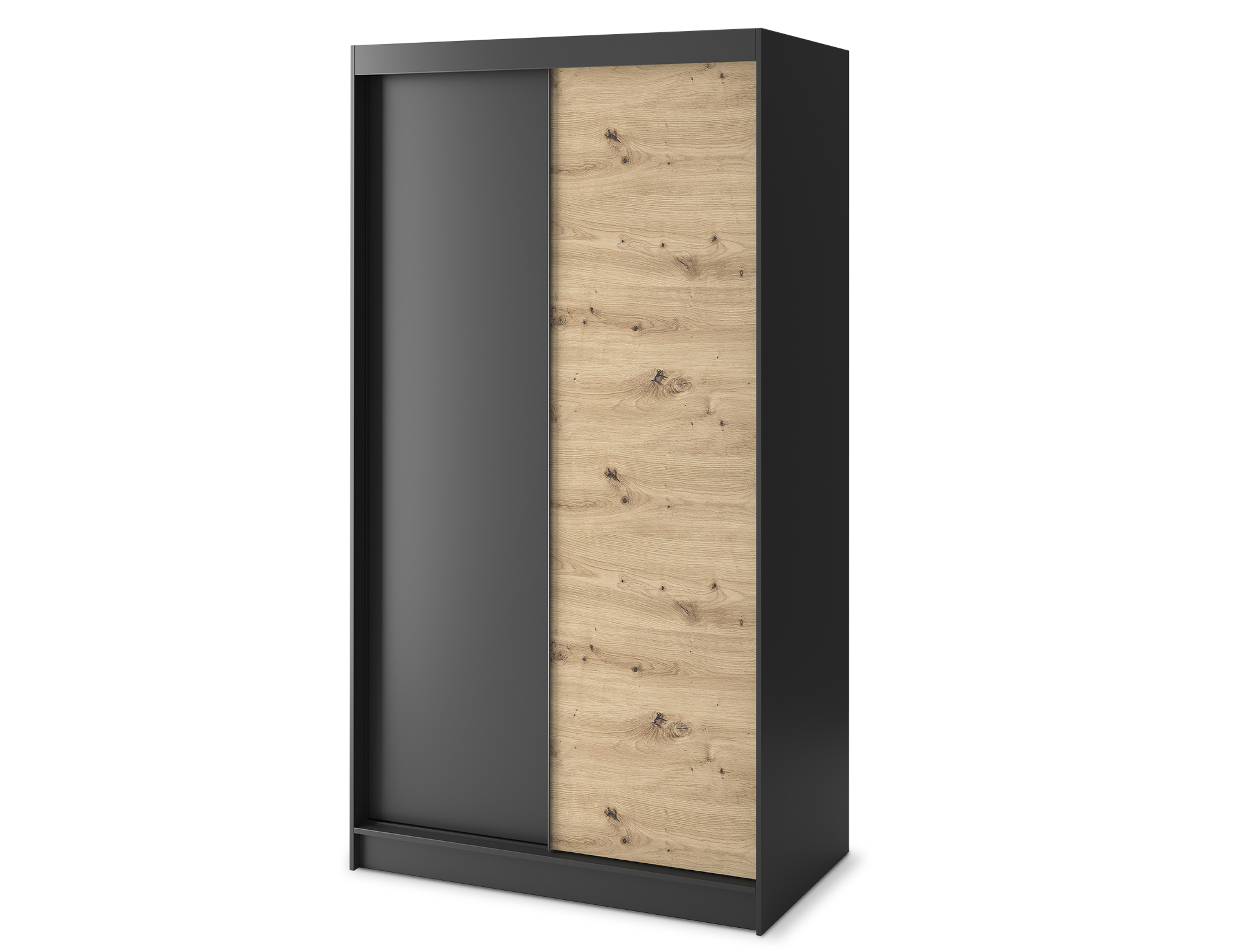 Armoire Dressing Coulissante 120 & 180 cm avec Miroir – Décor Chêne Artisan & Structure Noir Mat - VARELLA