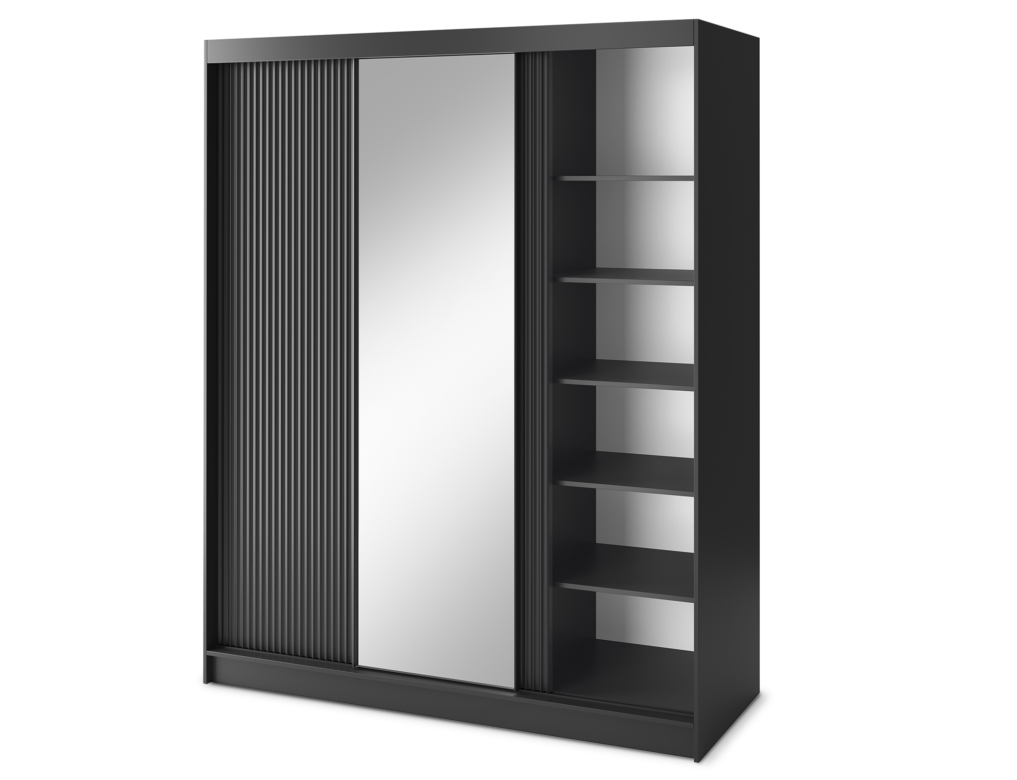 Armoire Dressing Coulissante 120 & 180 cm – Noir ou Blanc – Miroir Optionnel - RAVENTO