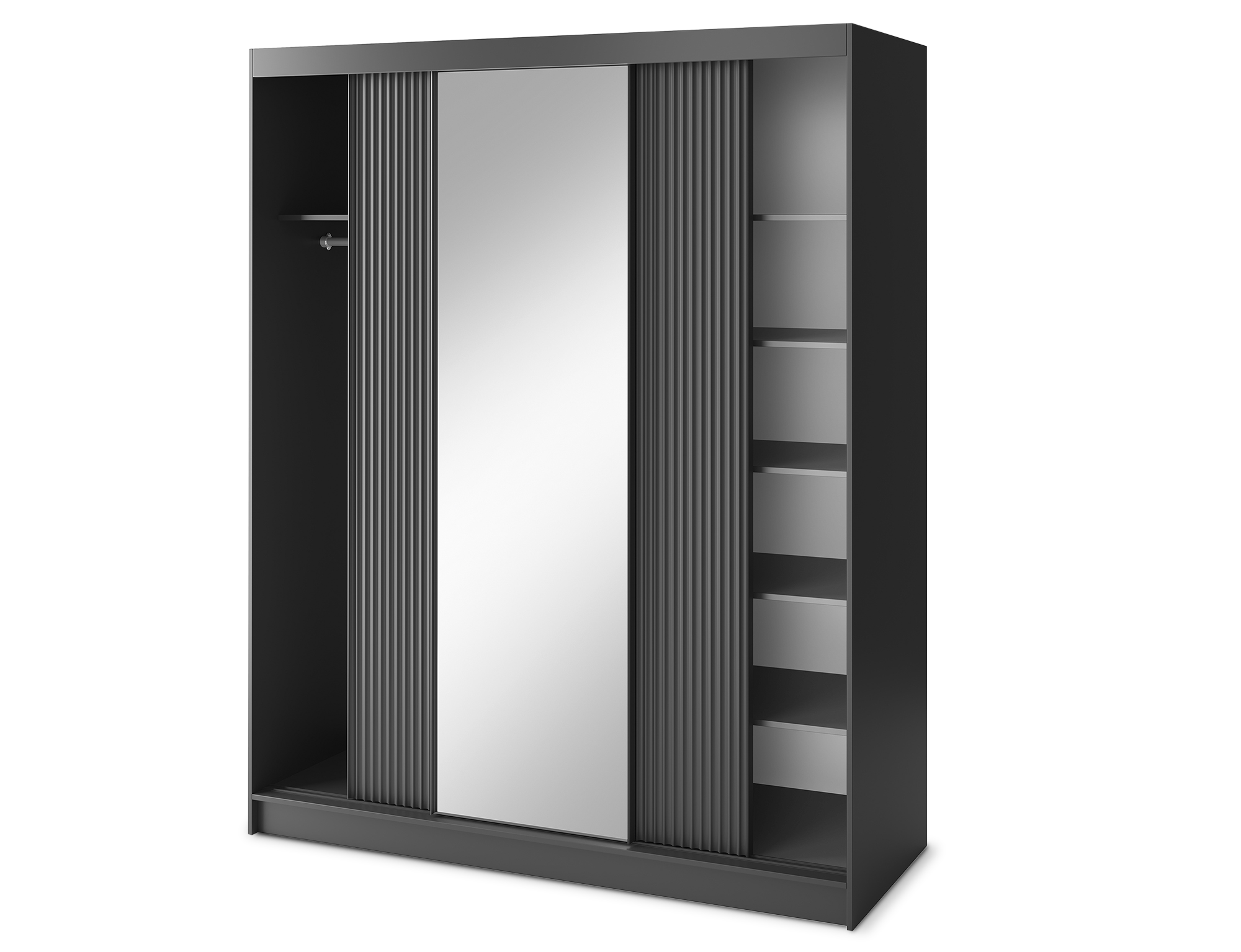 Armoire Dressing Coulissante 120 & 180 cm – Noir ou Blanc – Miroir Optionnel - RAVENTO