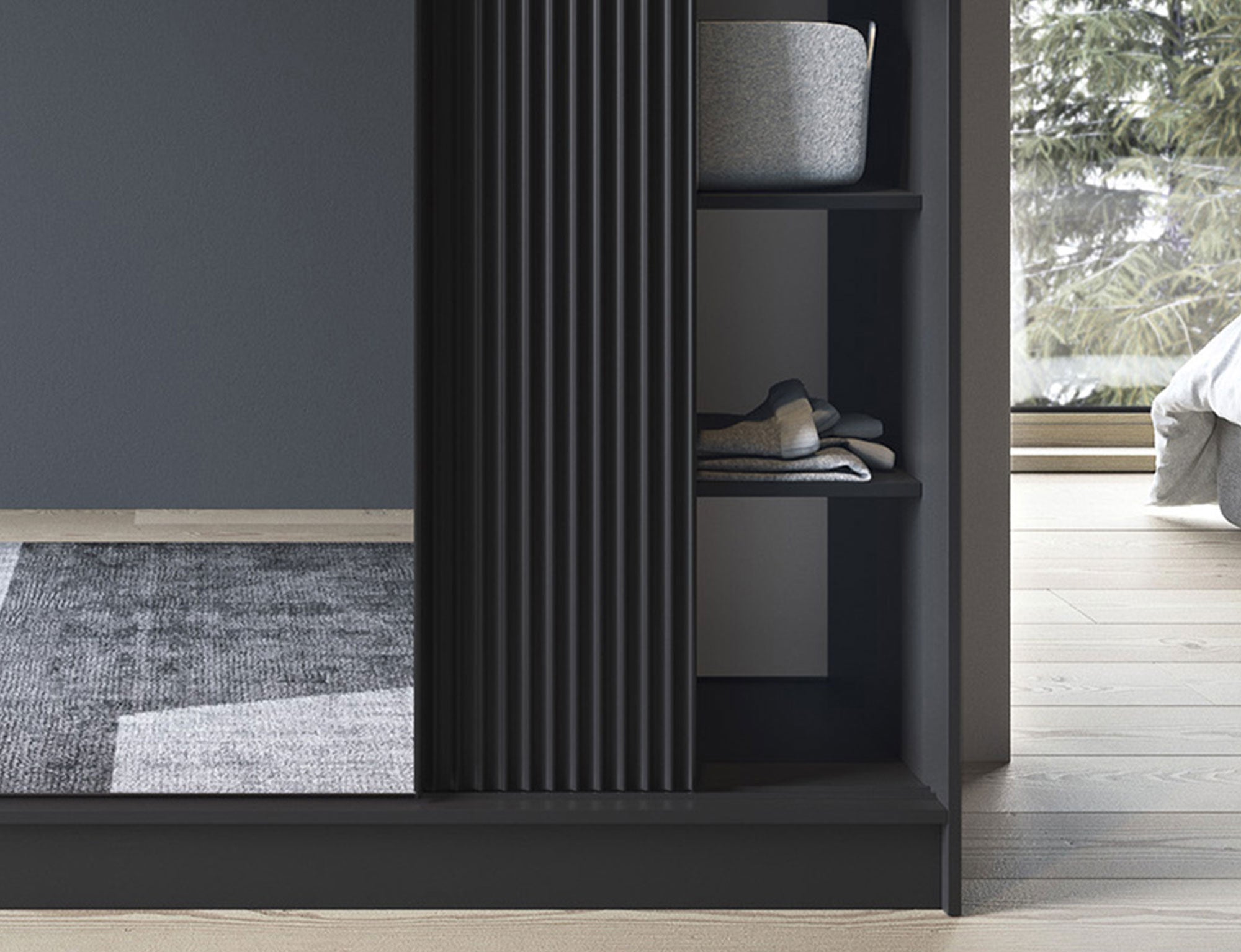 Armoire Dressing Coulissante 120 & 180 cm – Noir ou Blanc – Miroir Optionnel - RAVENTO