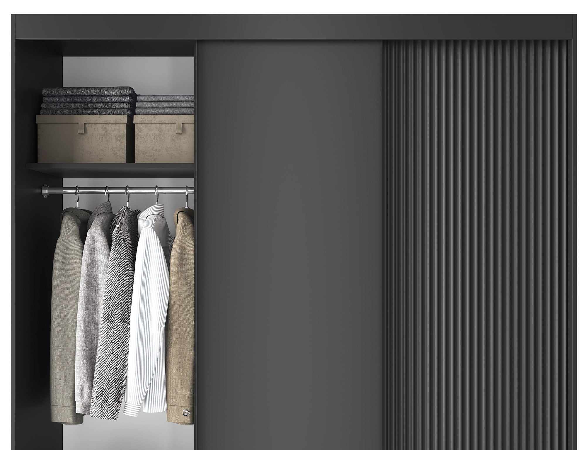 Armoire Dressing Coulissante 120 & 180 cm – Noir ou Blanc – Miroir Optionnel - RAVENTO