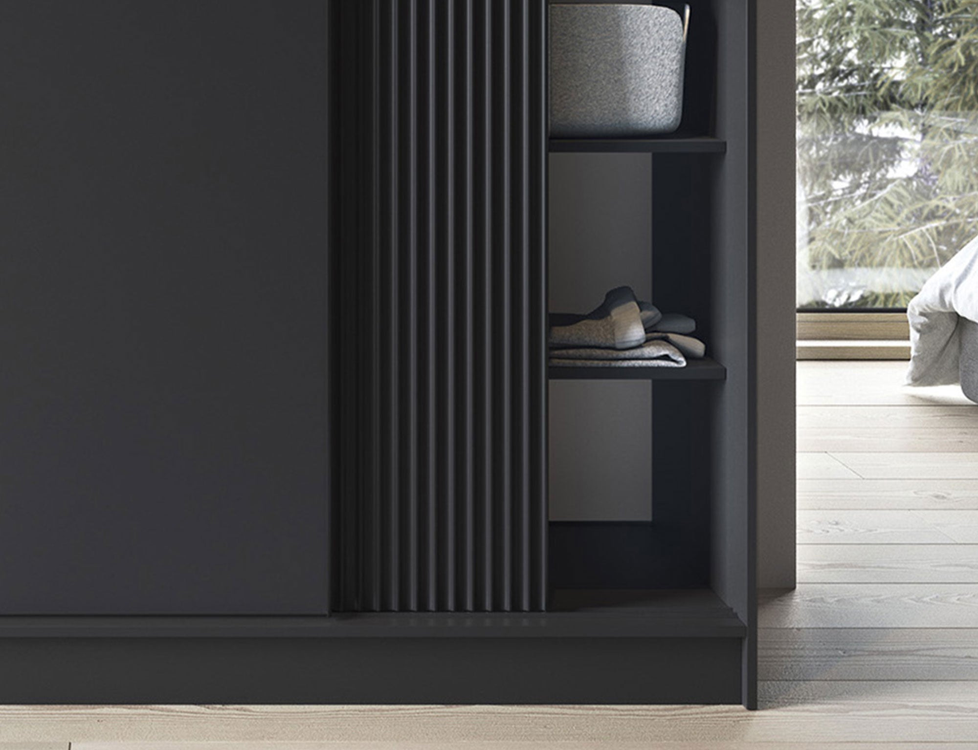 Armoire Dressing Coulissante 120 & 180 cm – Noir ou Blanc – Miroir Optionnel - RAVENTO