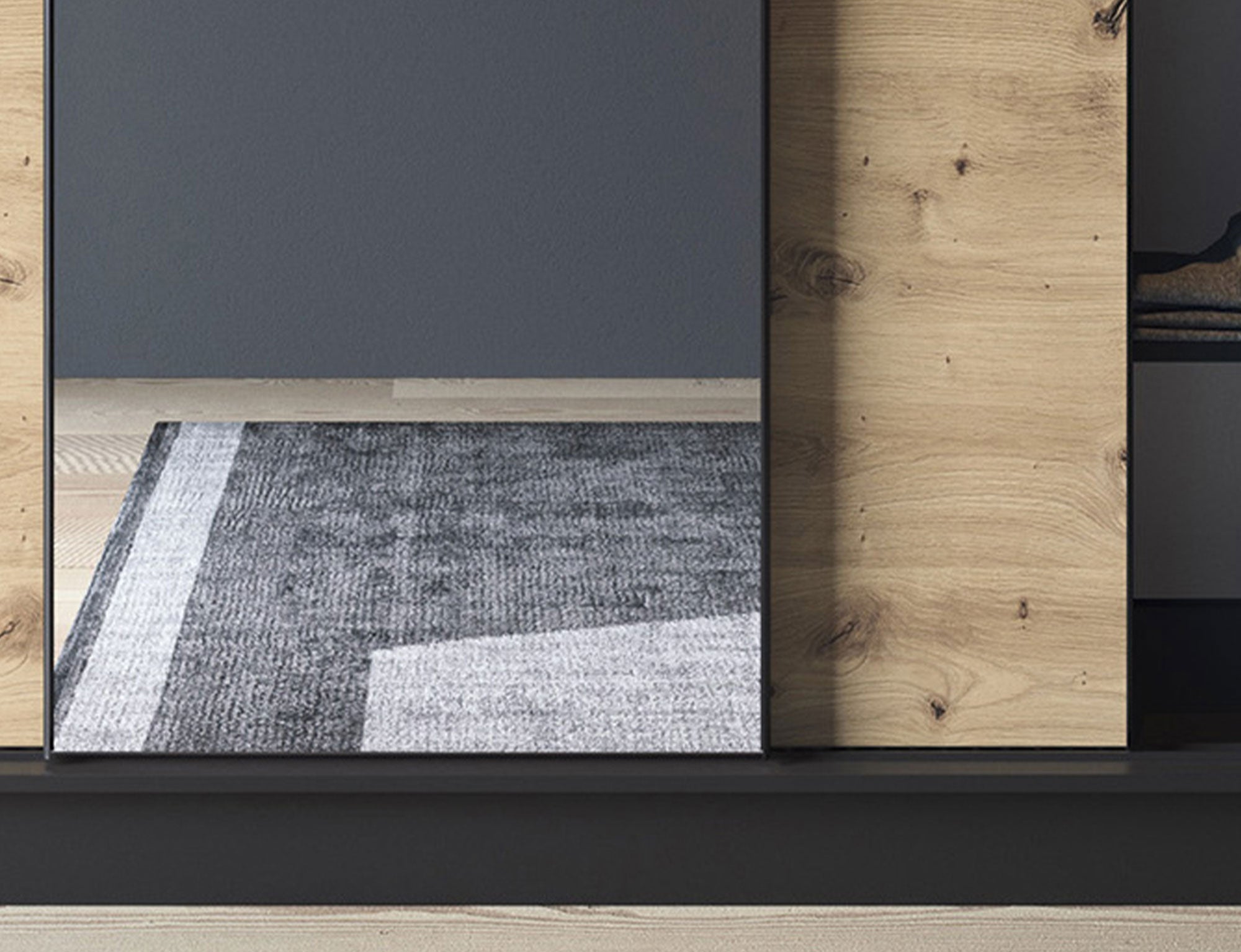 Armoire Dressing Coulissante 120 & 180 cm avec Miroir – Décor Chêne Artisan & Structure Noir Mat - VARELLA