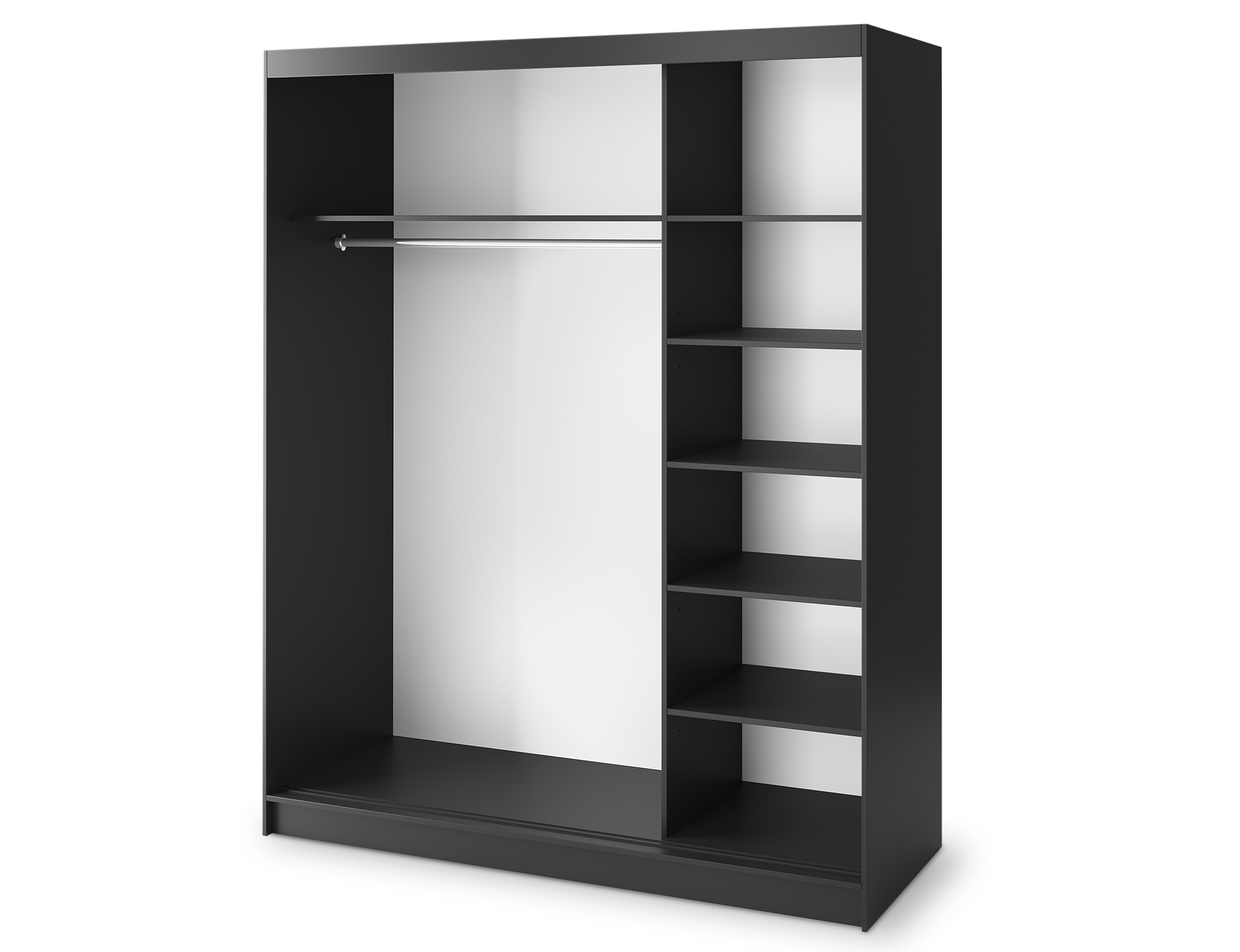 Armoire Dressing Coulissante 120 & 180 cm avec Miroir – Décor Chêne Artisan & Structure Noir Mat - VARELLA