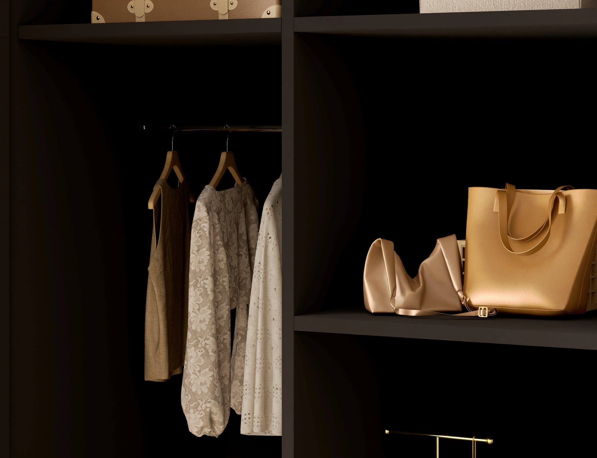 Armoire dressing Léana 100 cm – 2 portes, penderie, étagères, avec ou sans miroir