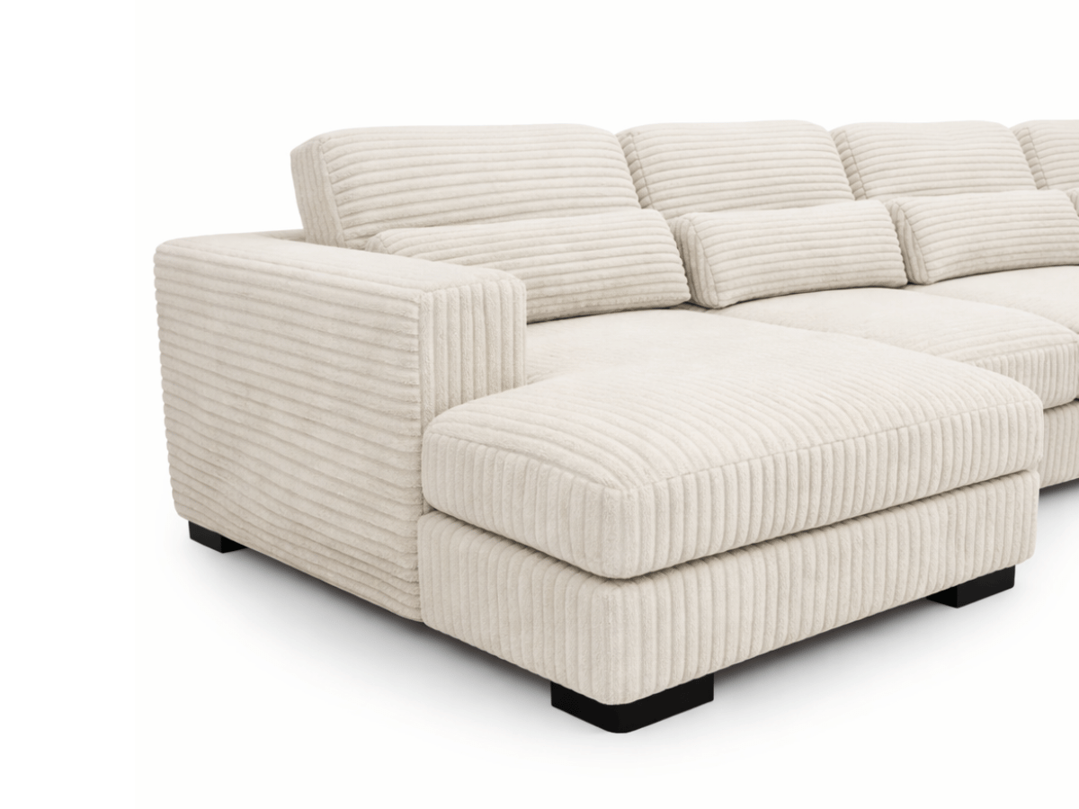 Canapé panoramique en U convertible en velours côtelé de grande épaisseur – Bercy