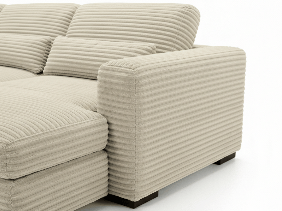 Canapé panoramique en U convertible en velours côtelé de grande épaisseur – Bercy