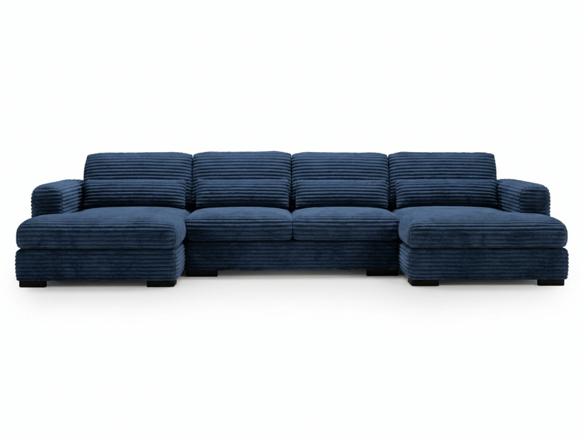 Canapé panoramique en U convertible en velours côtelé de grande épaisseur – Bercy