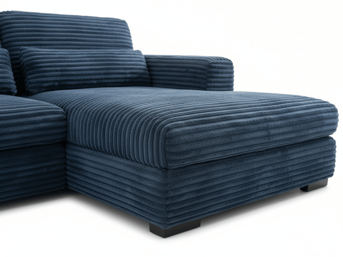 Canapé panoramique en U convertible en velours côtelé de grande épaisseur – Bercy