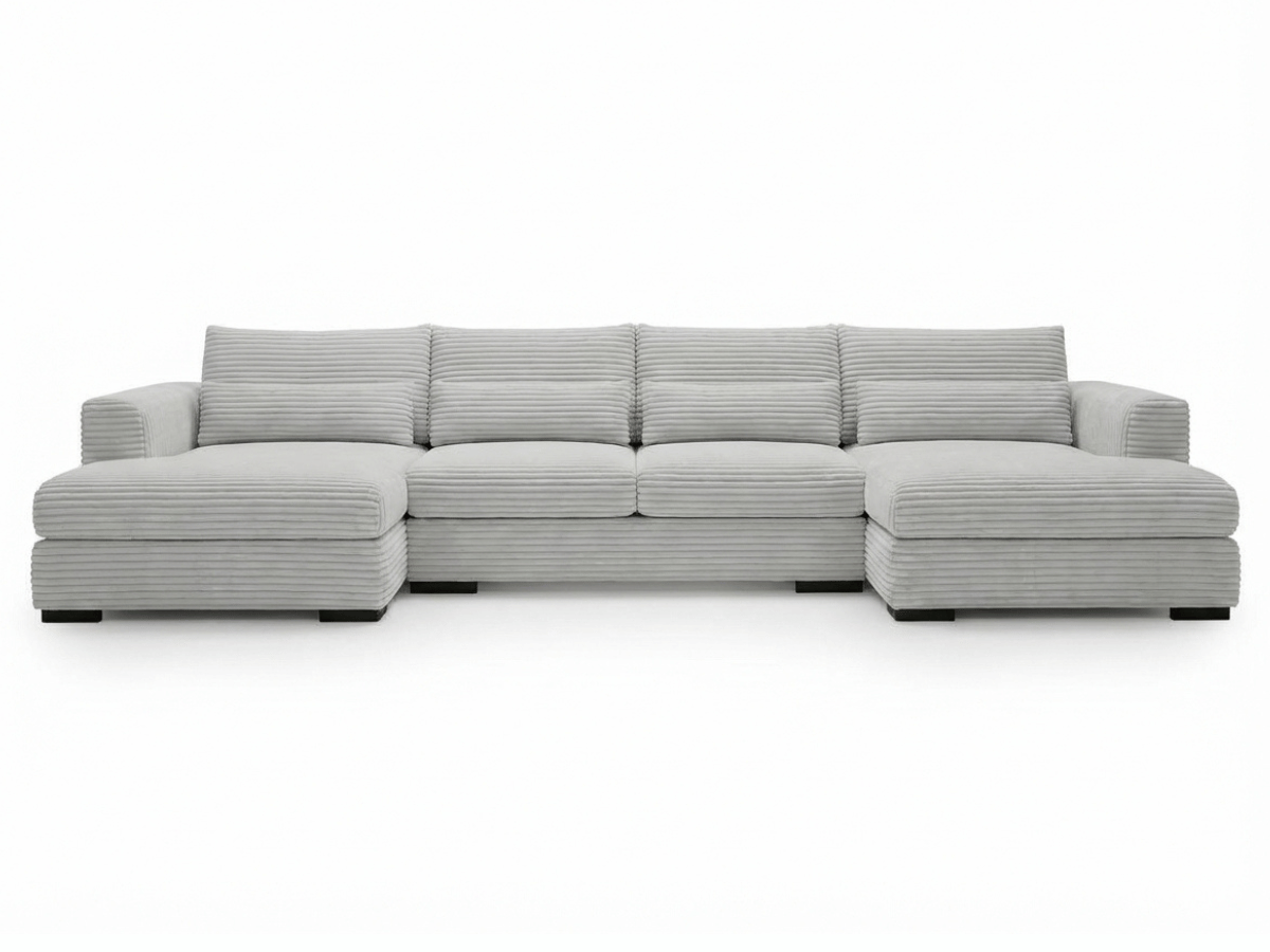 Canapé panoramique en U convertible en velours côtelé de grande épaisseur – Bercy