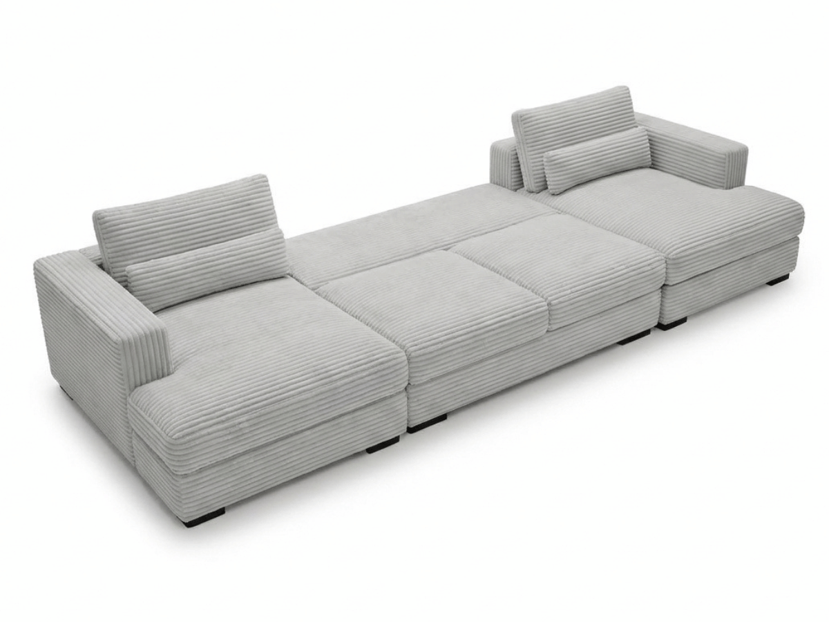 Canapé panoramique en U convertible en velours côtelé de grande épaisseur – Bercy