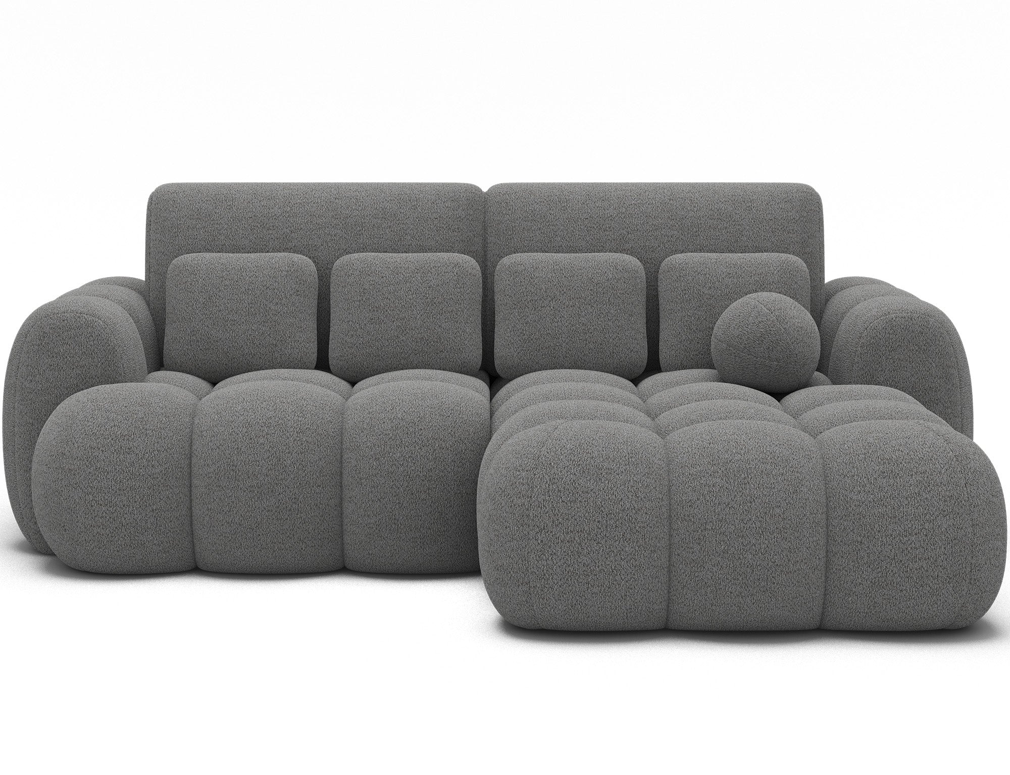 Canapé d'angle Saint-Germain – fond blanc, tissu texturé 3D gris
