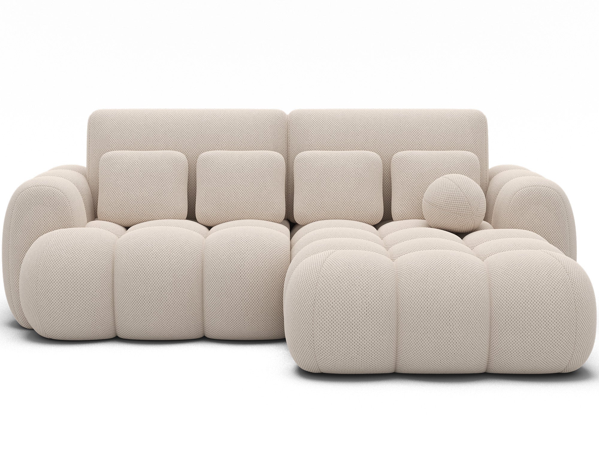 Canapé d'angle Saint-Germain – vue d'ensemble, tissu texturé 3D beige