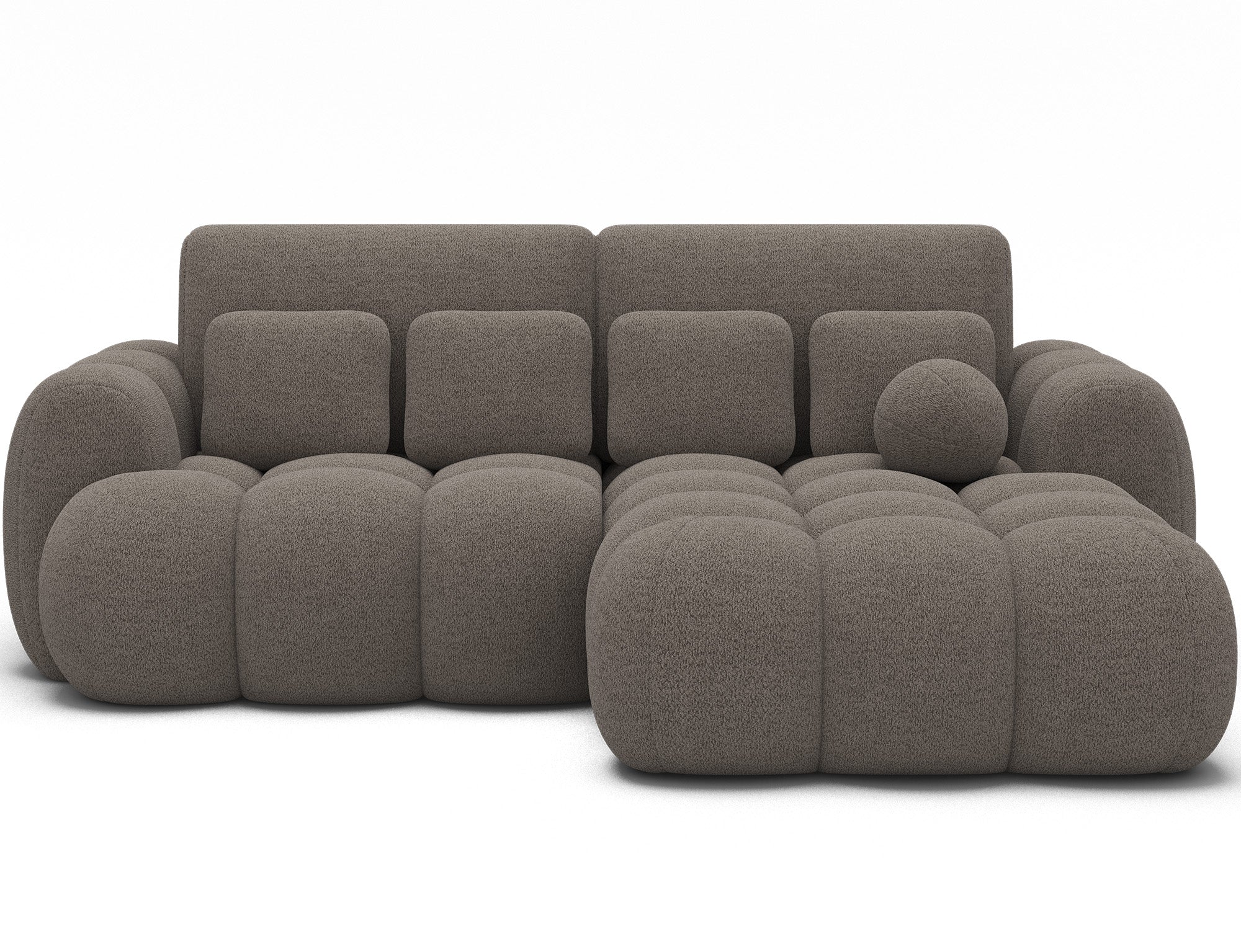 Canapé d'angle Saint-Germain 4 places avec coffre – fond blanc, tissu texturé 3D