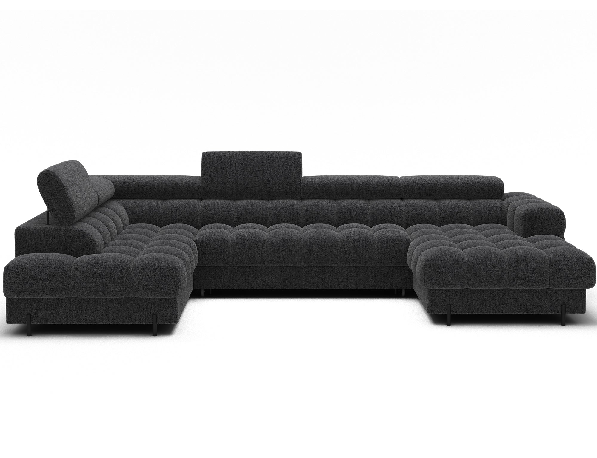 Montceau – Canapé panoramique en U convertible avec coffre et têtières réglables