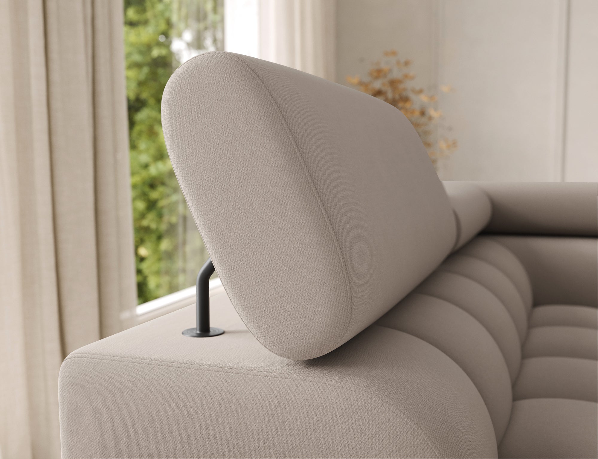 Montceau – Canapé panoramique en U convertible avec coffre et têtières réglables