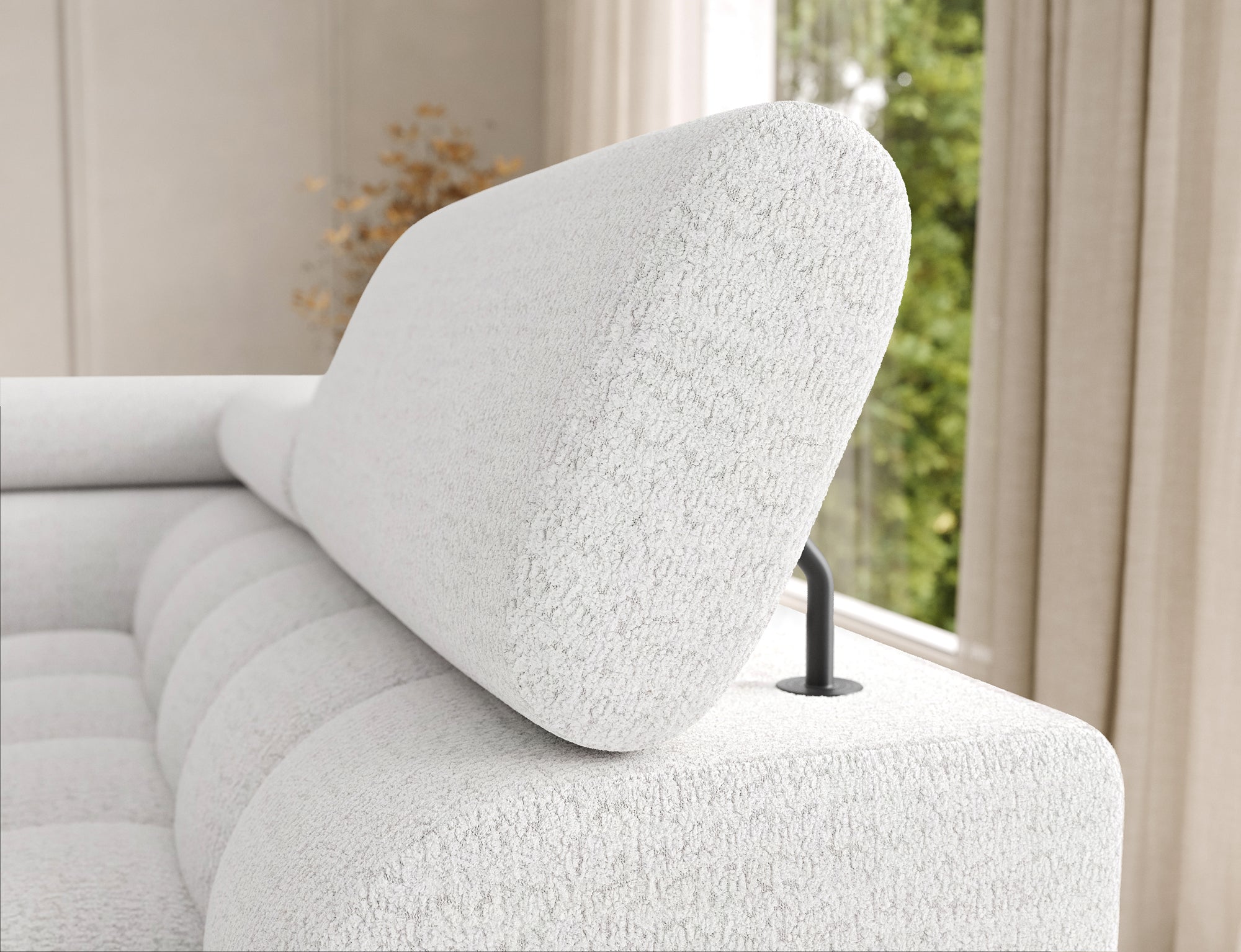 Montceau – Canapé panoramique en U convertible avec coffre et têtières réglables