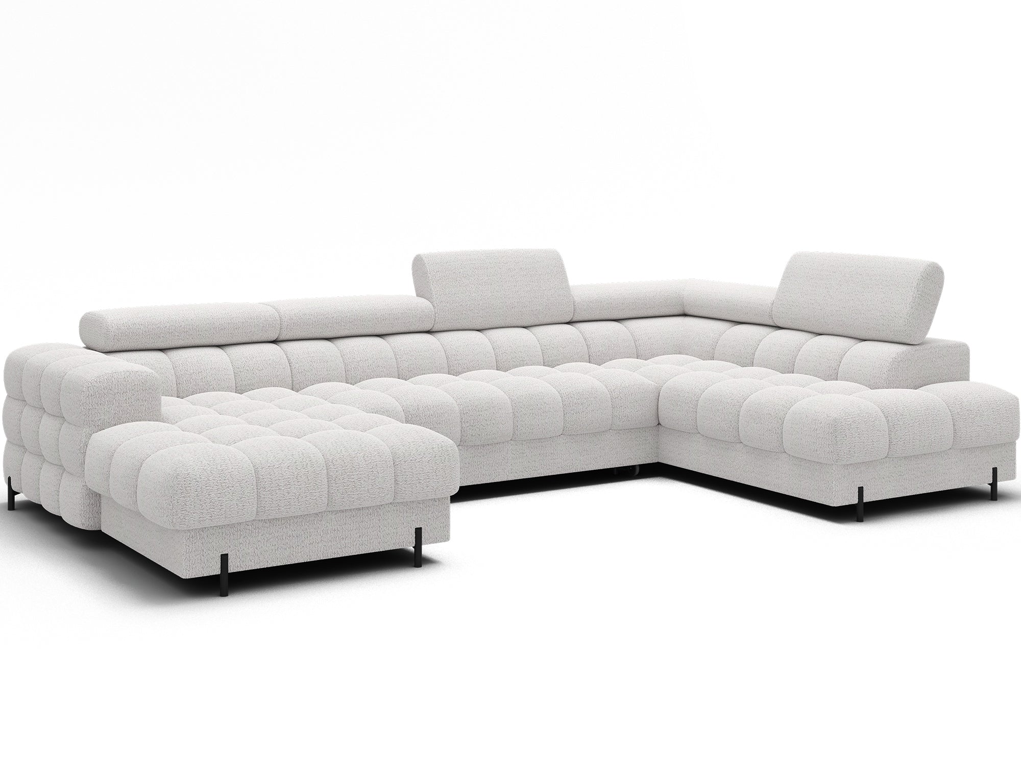 Montceau – Canapé panoramique en U convertible avec coffre et têtières réglables