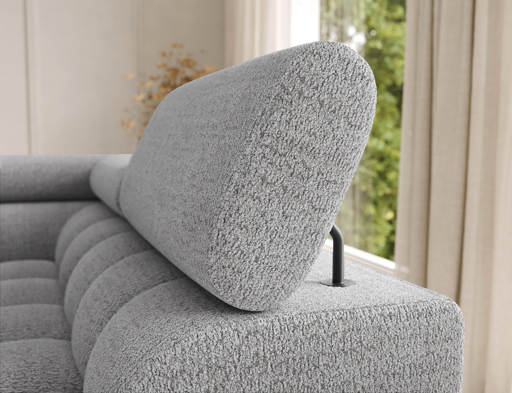 Montceau – Canapé panoramique en U convertible avec coffre et têtières réglables