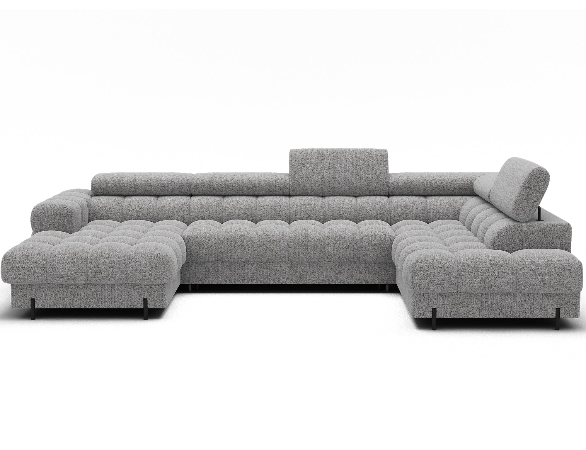 Montceau – Canapé panoramique en U convertible avec coffre et têtières réglables