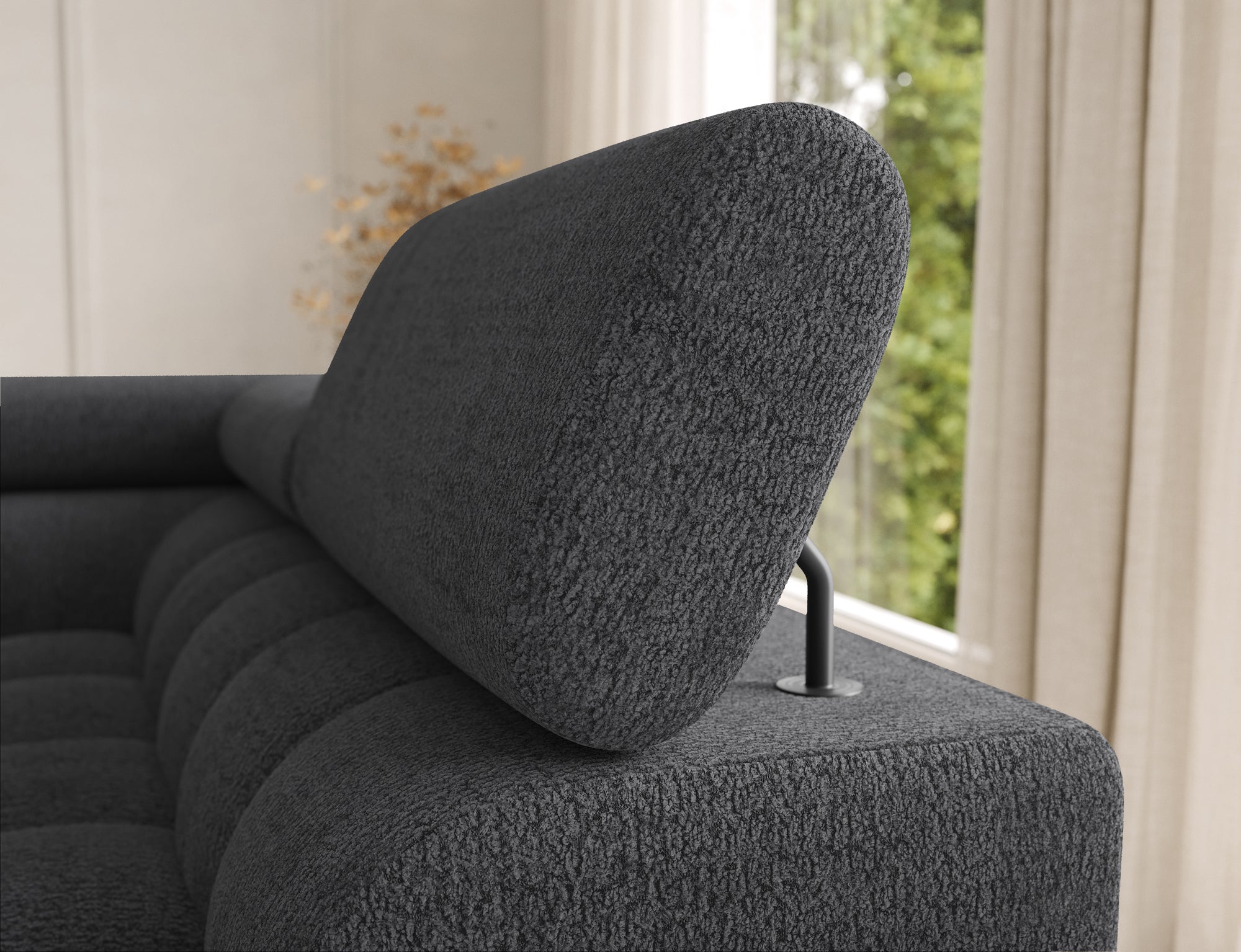 Montceau – Canapé panoramique en U convertible avec coffre et têtières réglables