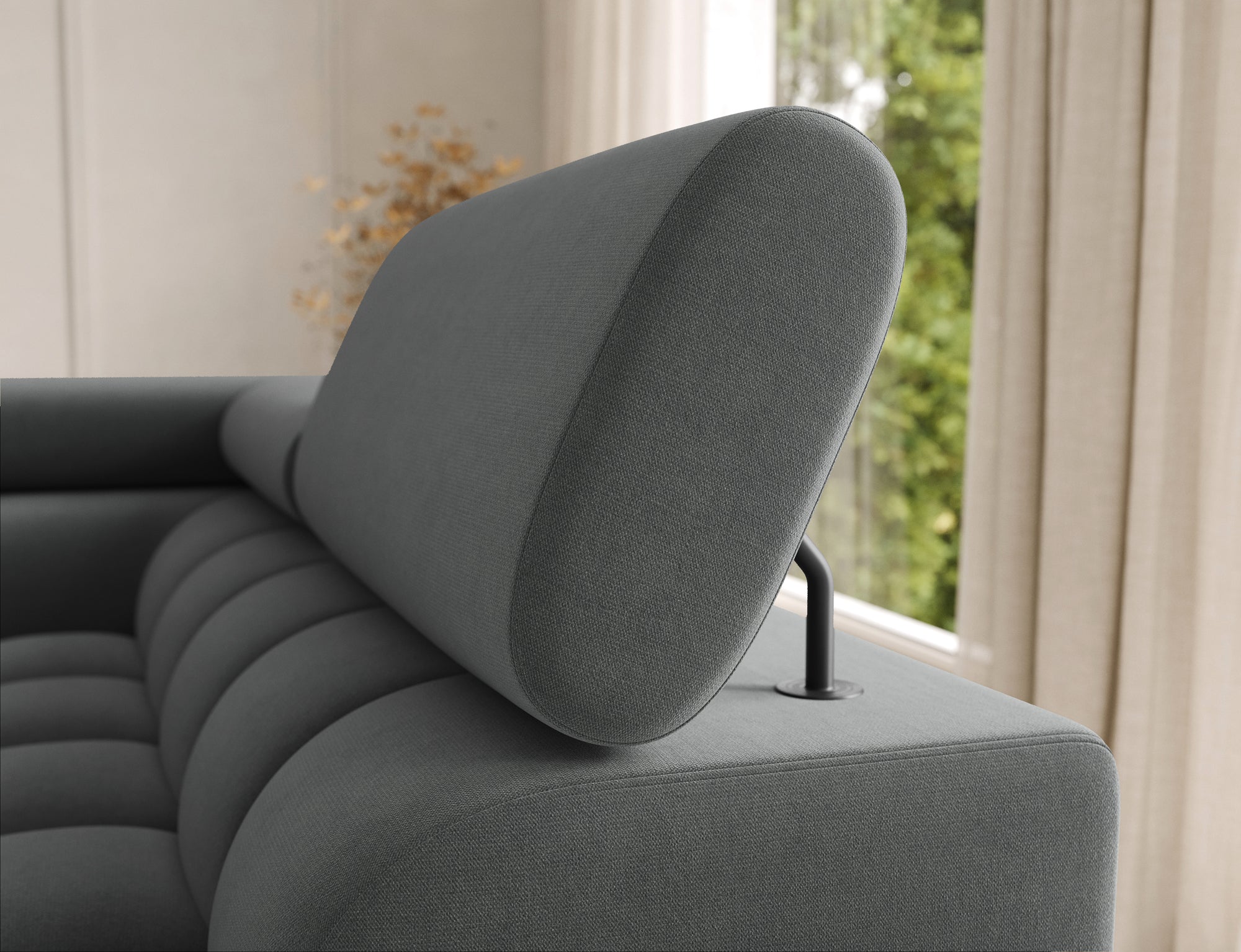 Montceau – Canapé panoramique en U convertible avec coffre et têtières réglables