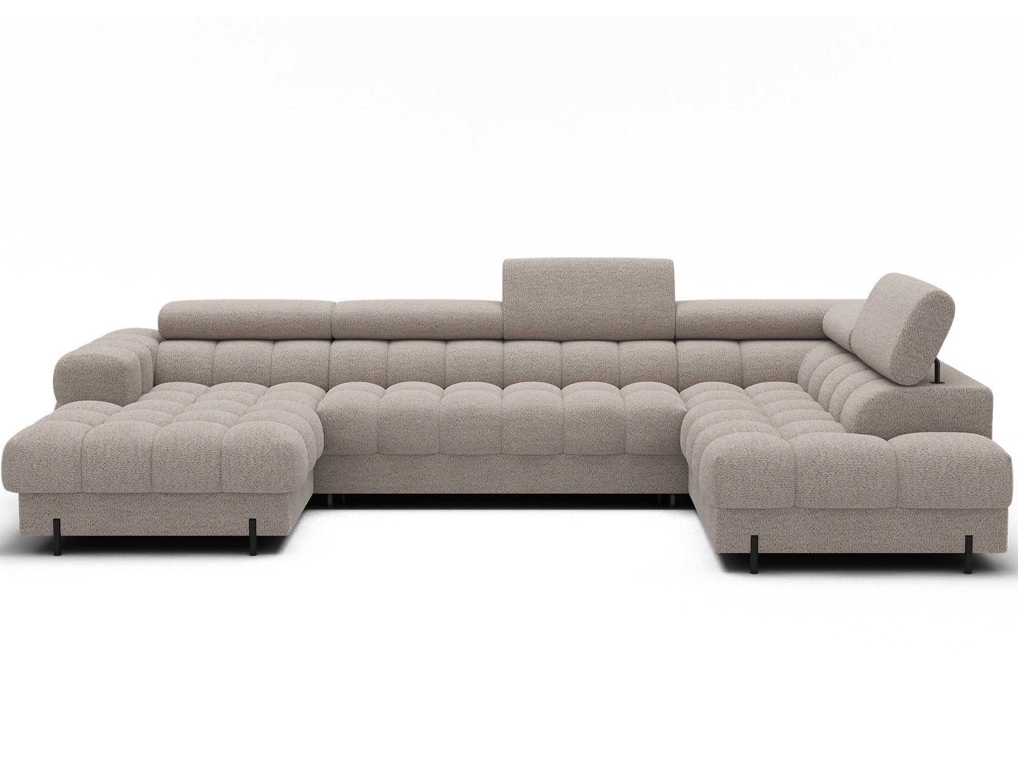 Montceau – Canapé panoramique en U convertible avec coffre et têtières réglables