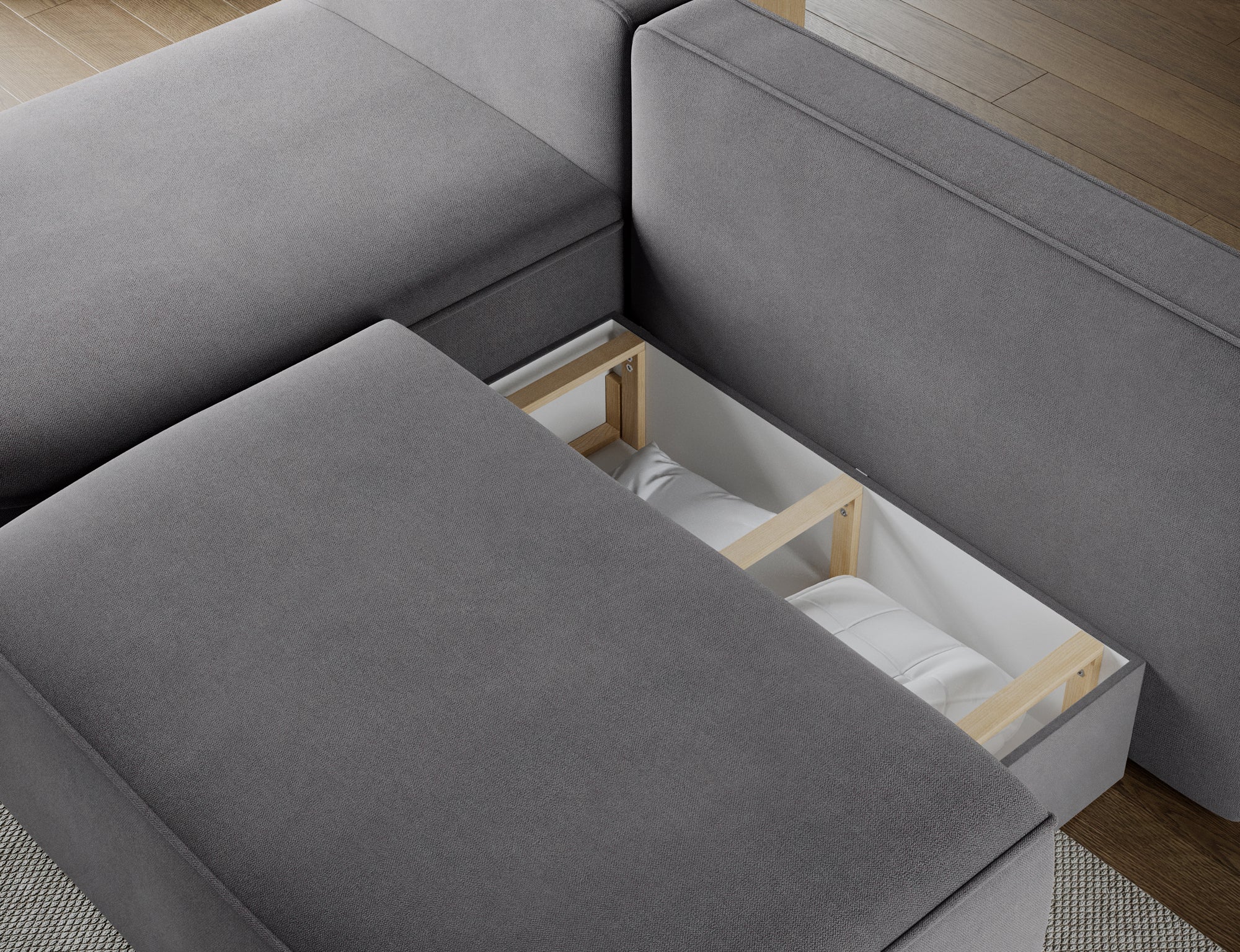 Canapé d’angle convertible avec coffre, idéal petit espace – Châtelet