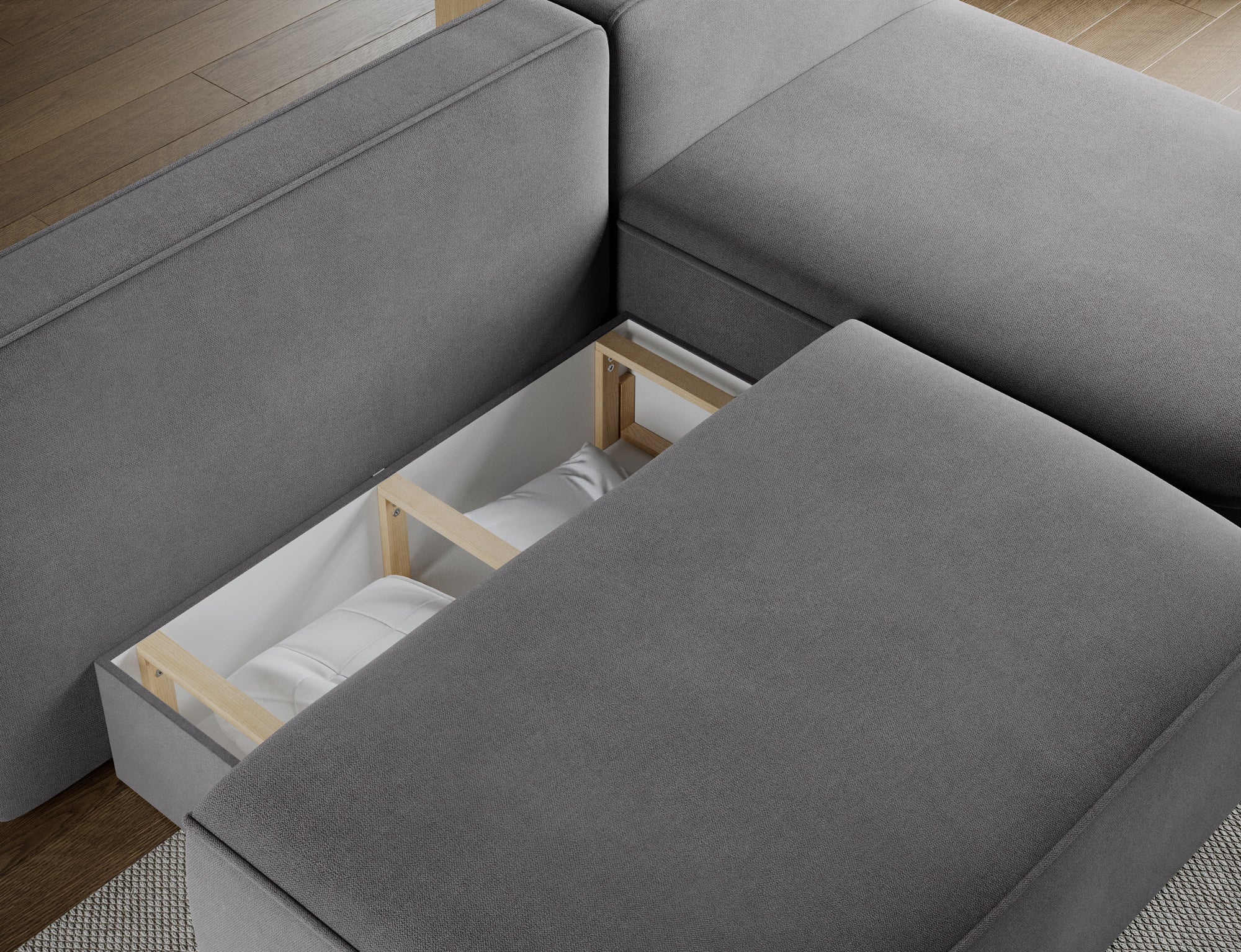 Canapé d’angle convertible avec coffre, idéal petit espace – Châtelet