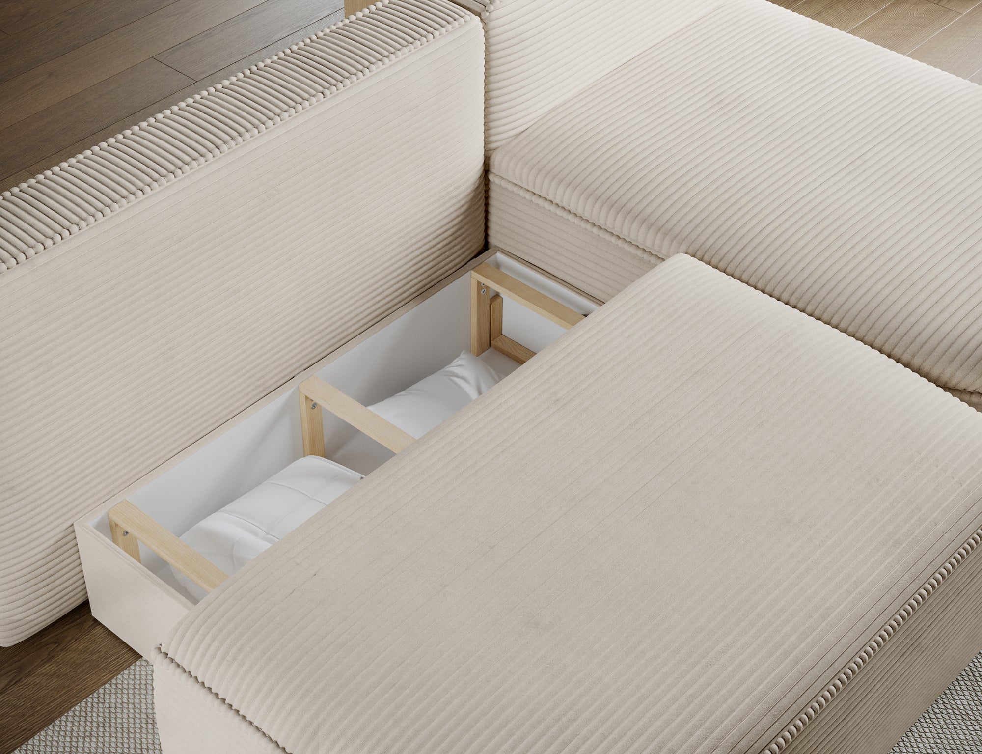 Canapé d’angle convertible avec coffre, idéal petit espace – Châtelet