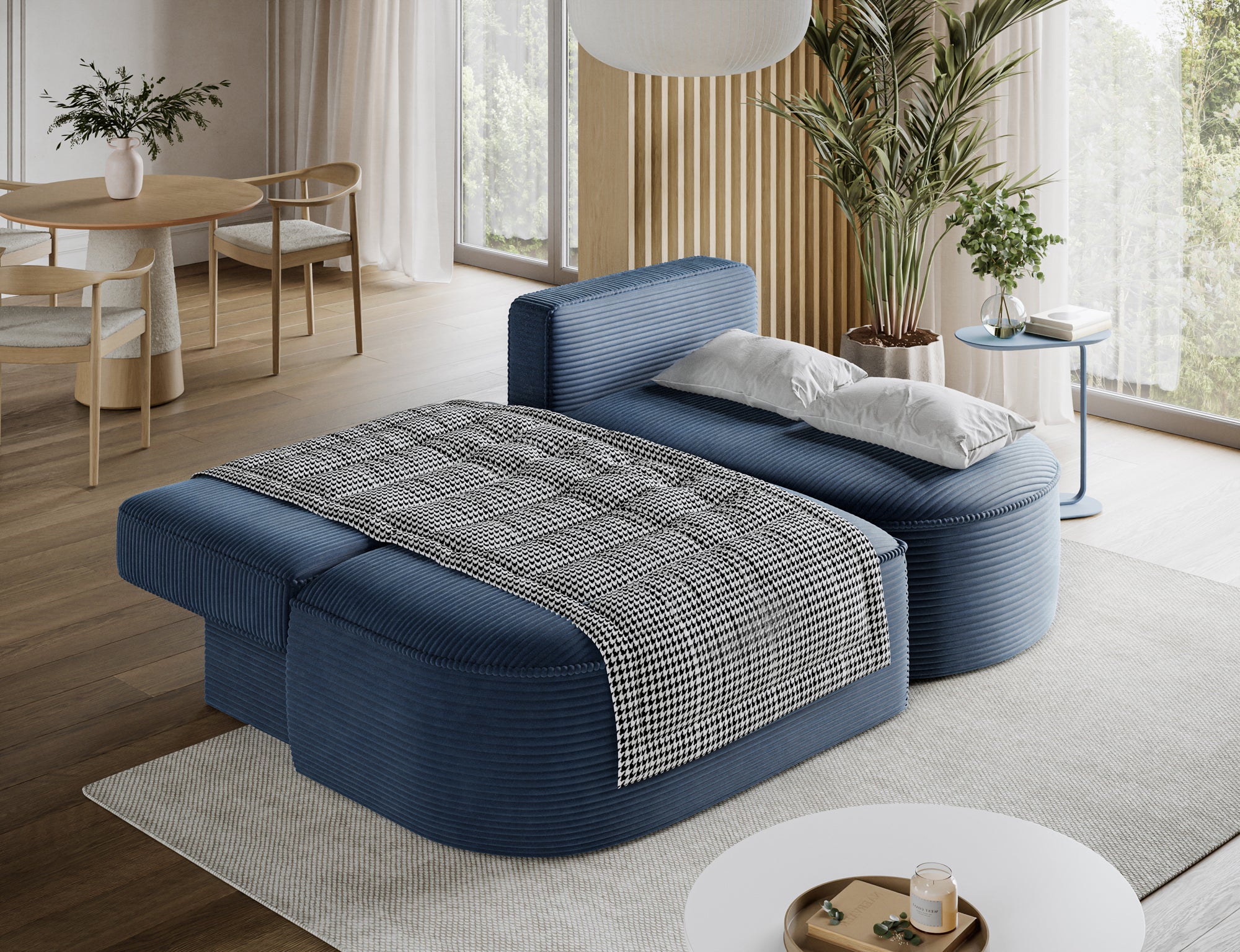 Canapé d’angle convertible avec coffre, idéal petit espace – Châtelet