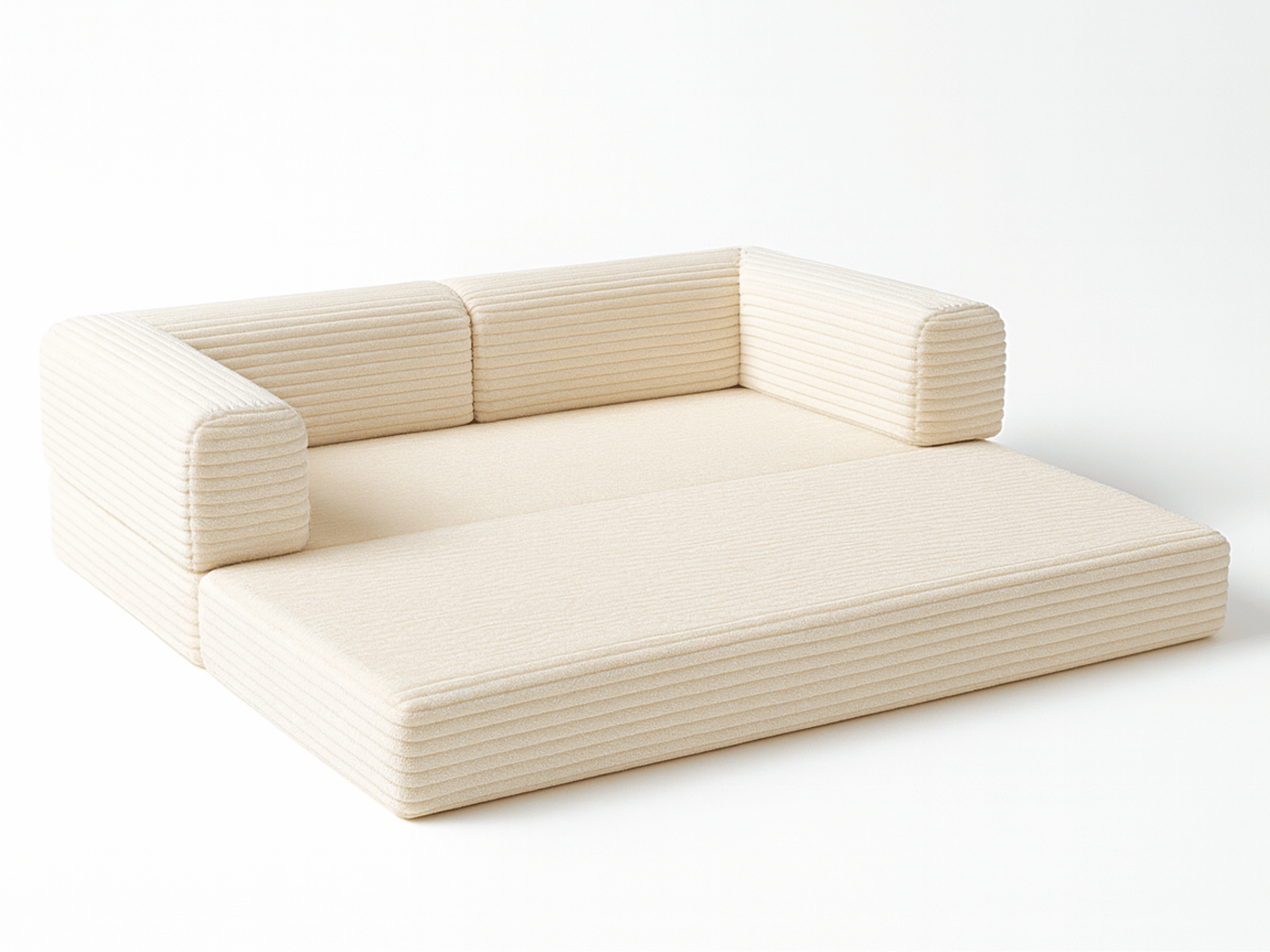Sofá cama de 3 plazas Victor Hugo de pana beige de 200 cm de grosor