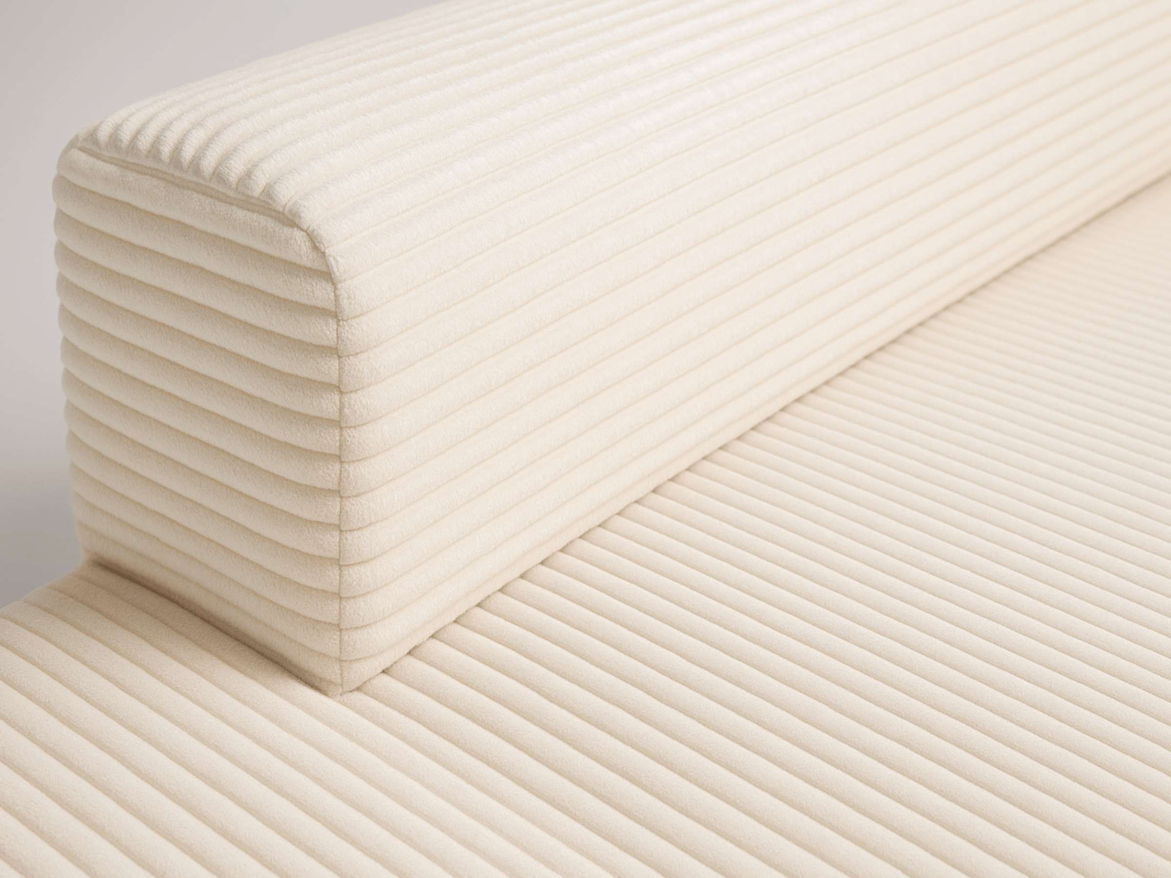 Sofá cama de 3 plazas Victor Hugo de pana beige de 200 cm de grosor