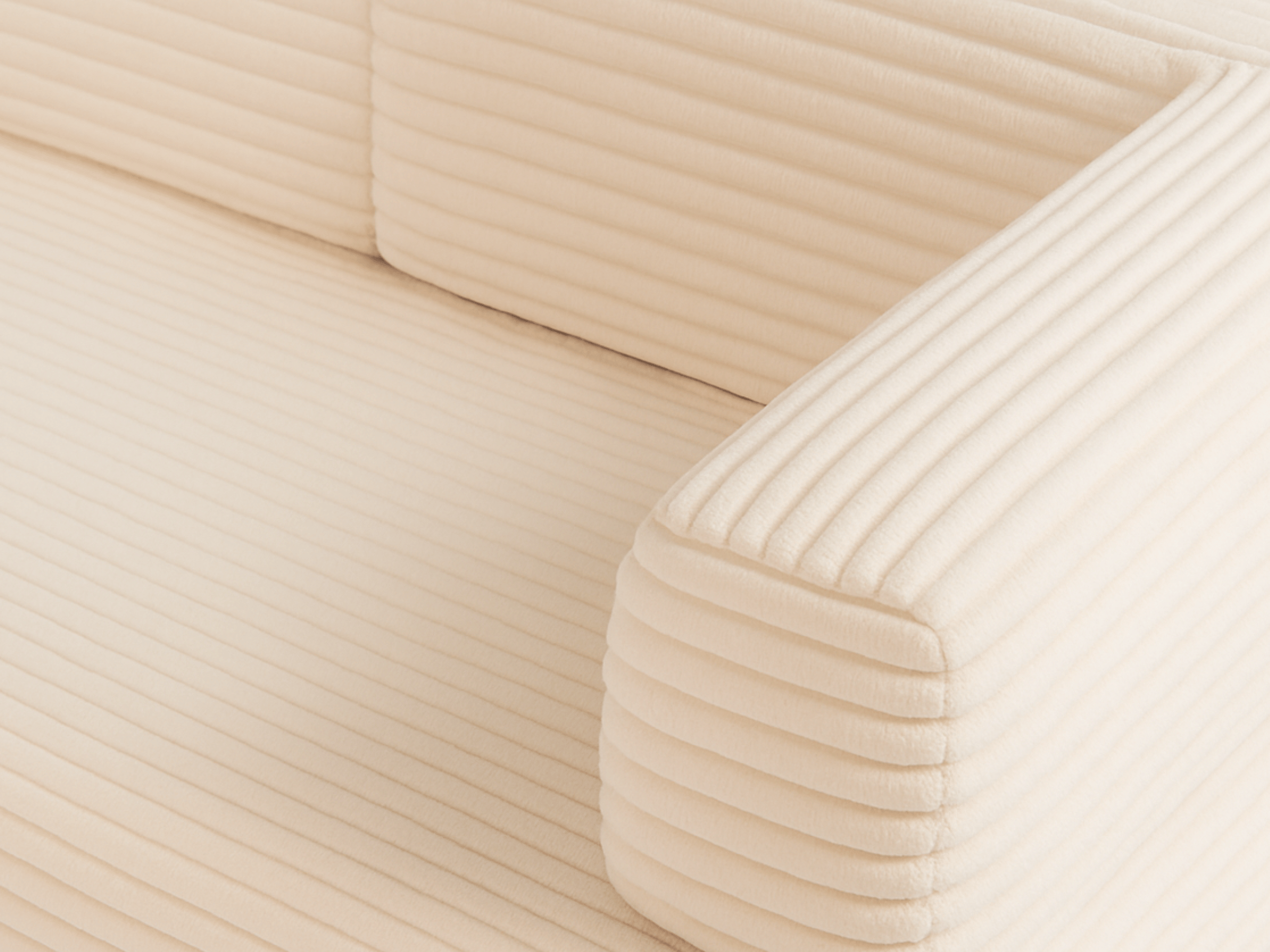 Sofá cama de 3 plazas Victor Hugo de pana beige de 200 cm de grosor