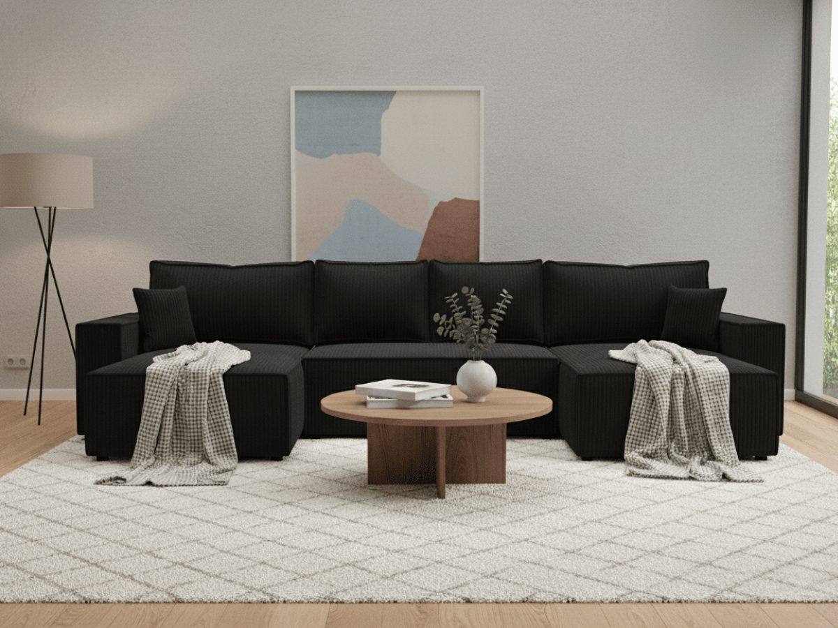 Canapé d'angle convertible velours côtelé doux Rivoli