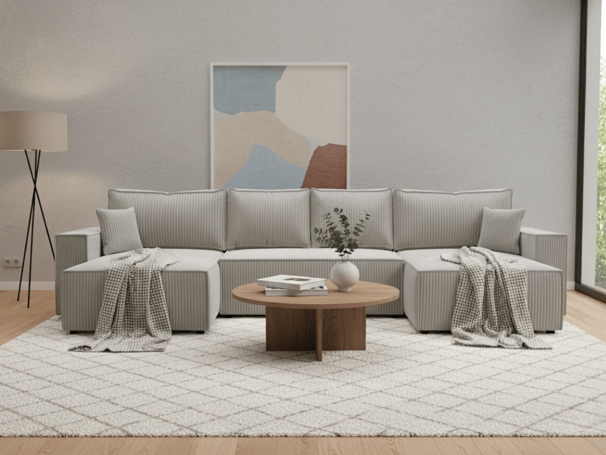 Canapé d'angle convertible velours côtelé doux Rivoli