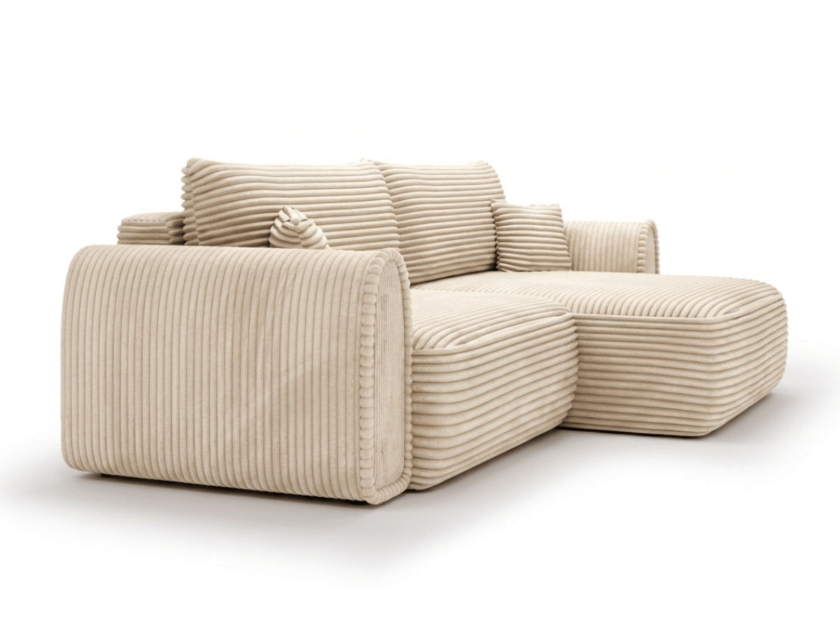 Canapé convertible ODEON – Velours côtelé épais – Design arrondi tendance