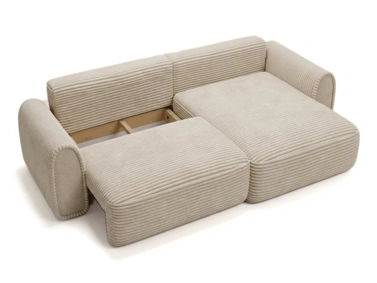 Canapé convertible ODEON – Velours côtelé épais – Design arrondi tendance