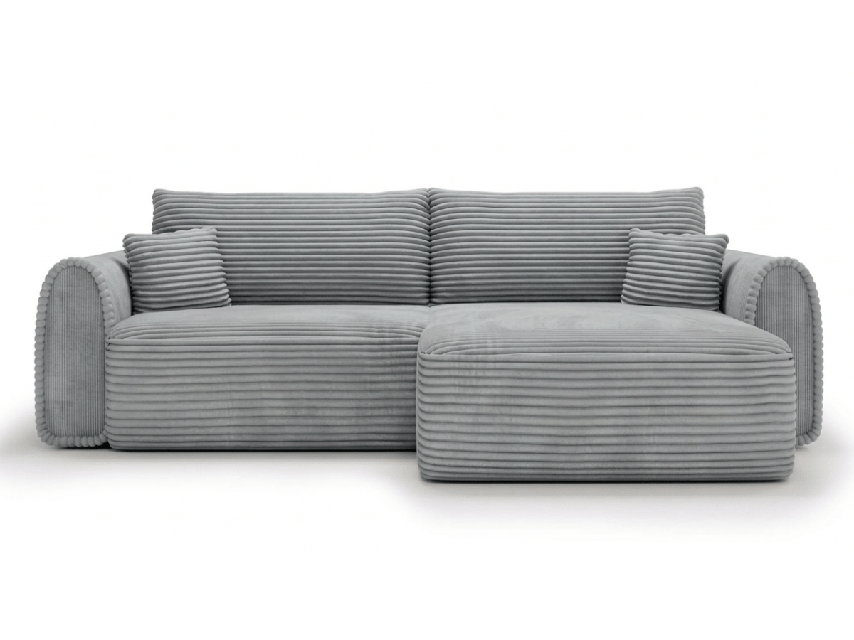 Canapé convertible ODEON – Velours côtelé épais – Design arrondi tendance