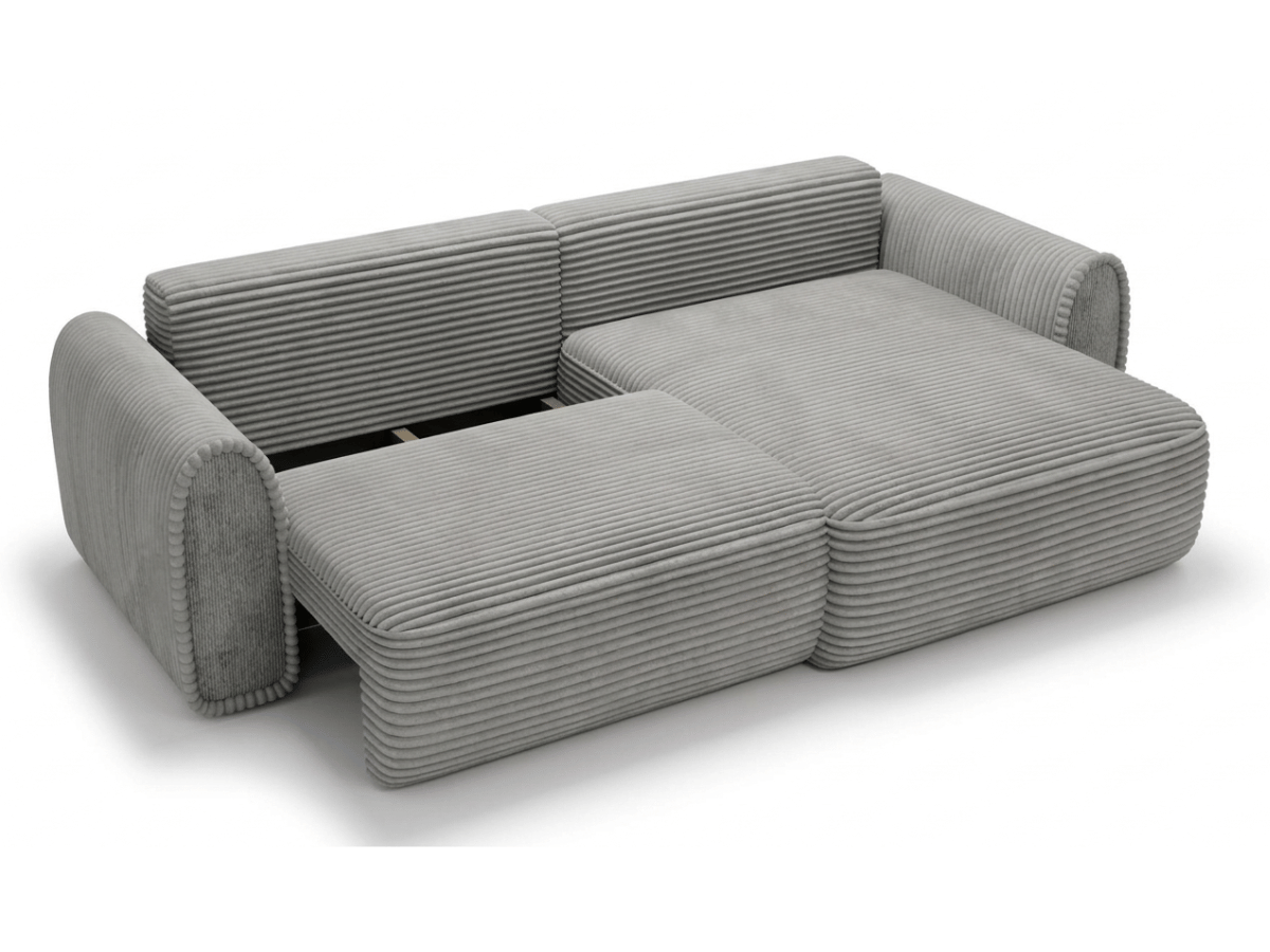 Canapé convertible ODEON – Velours côtelé épais – Design arrondi tendance