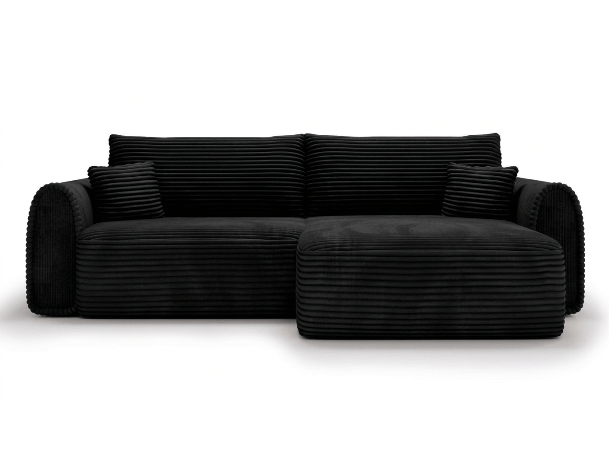 Canapé convertible ODEON – Velours côtelé épais – Design arrondi tendance