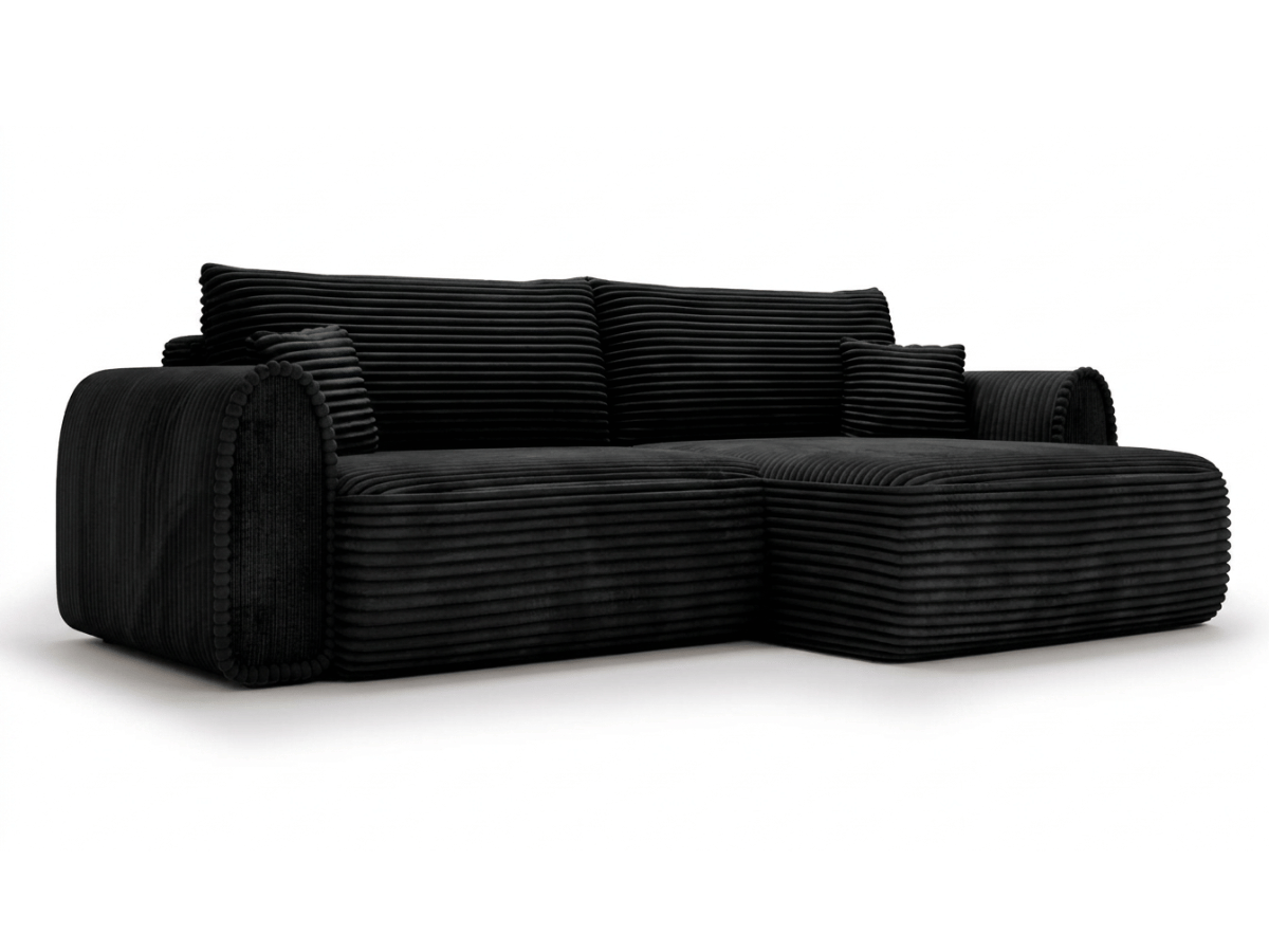 Canapé convertible ODEON – Velours côtelé épais – Design arrondi tendance